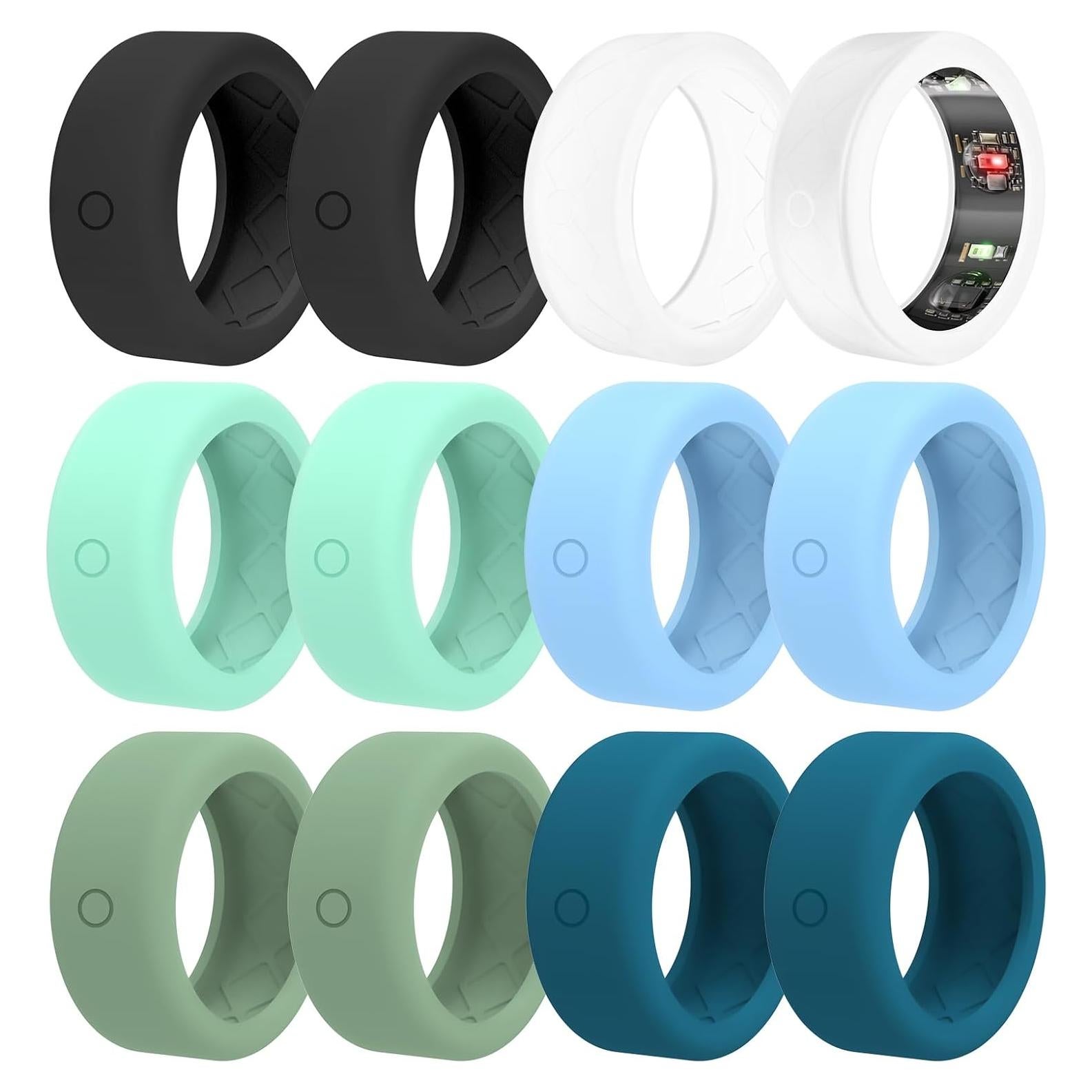 12Packs Ring-Cover for Oura-Ring-Gen-4/Gen-3 Protector - Upgraded Anti-Slip Anti-Scratch Elastic Silicone Cover for Ultrahuman Air/RingConn/Samsung Ring Multicolor for Men Women