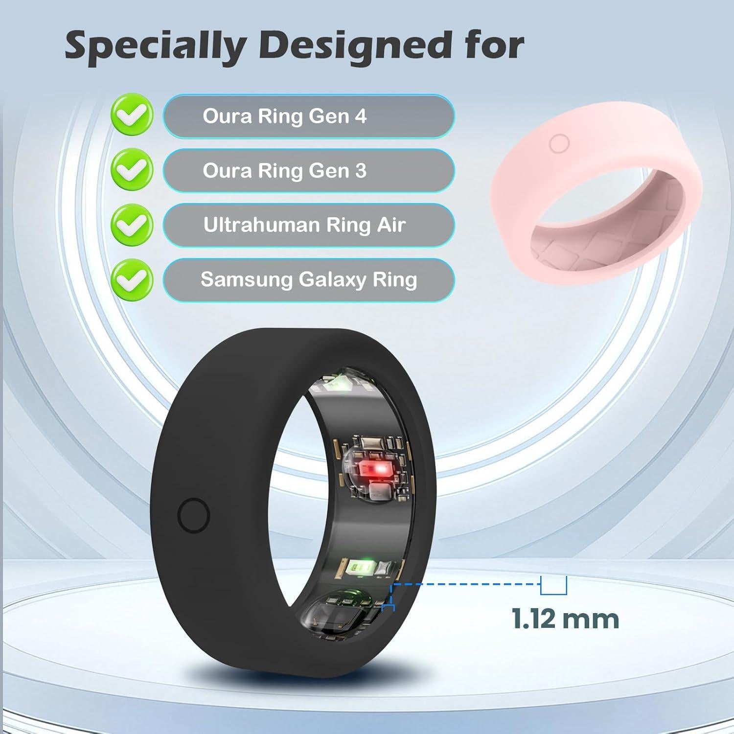 12Packs Ring-Cover for Oura-Ring-Gen-4/Gen-3 Protector - Upgraded Anti-Slip Anti-Scratch Elastic Silicone Cover for Ultrahuman Air/RingConn/Samsung Ring Multicolor for Men Women