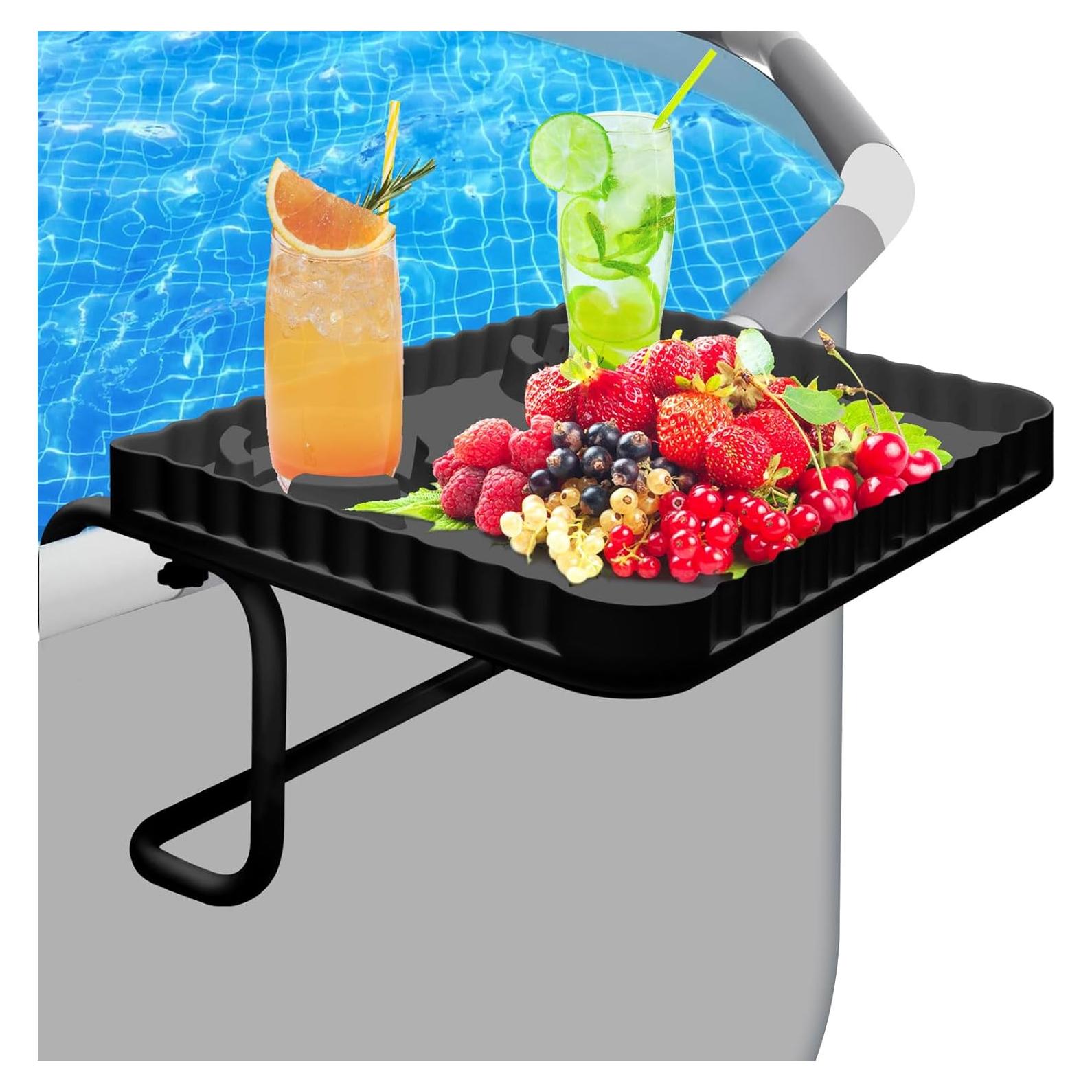 Barra de piscina elevada Tryitsbest negra para bebidas y snacks