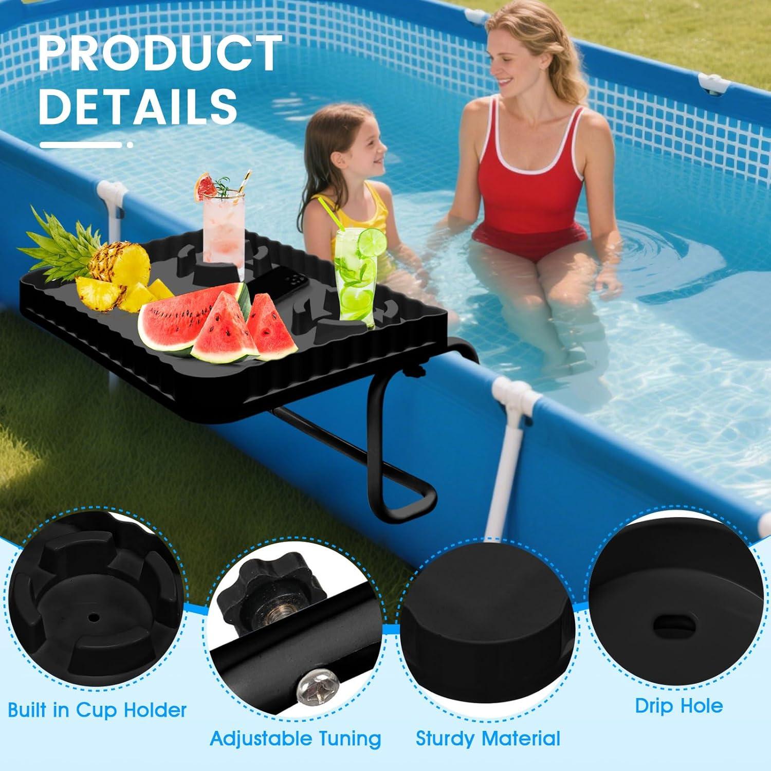 Barra de piscina elevada Tryitsbest negra para bebidas y snacks