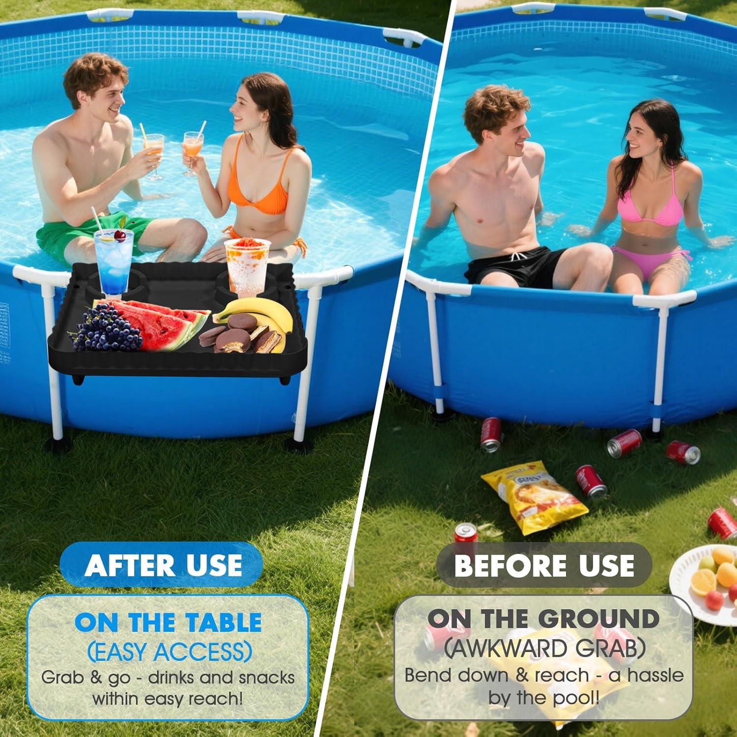 Barra de piscina elevada Tryitsbest negra para bebidas y snacks