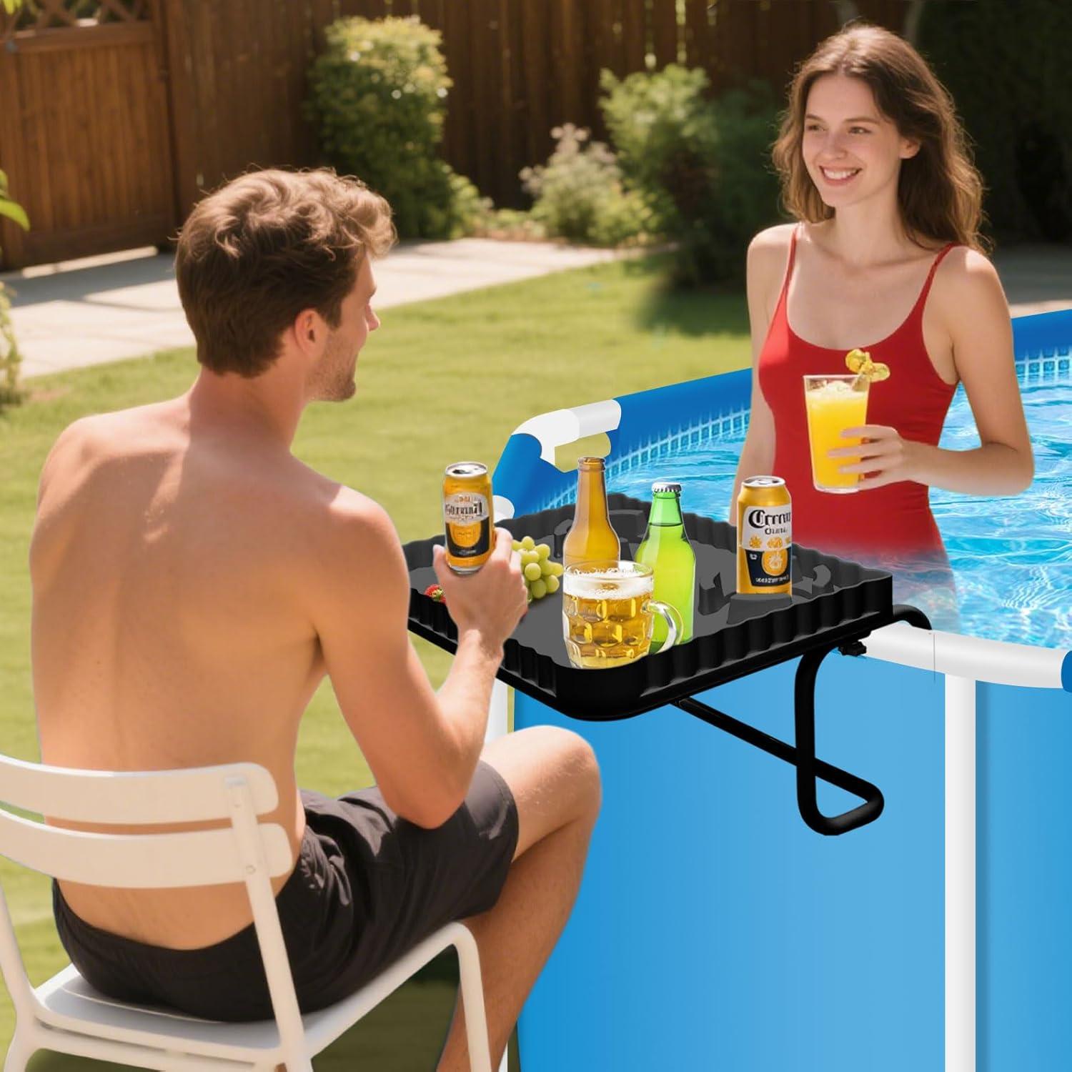 Barra de piscina elevada Tryitsbest negra para bebidas y snacks