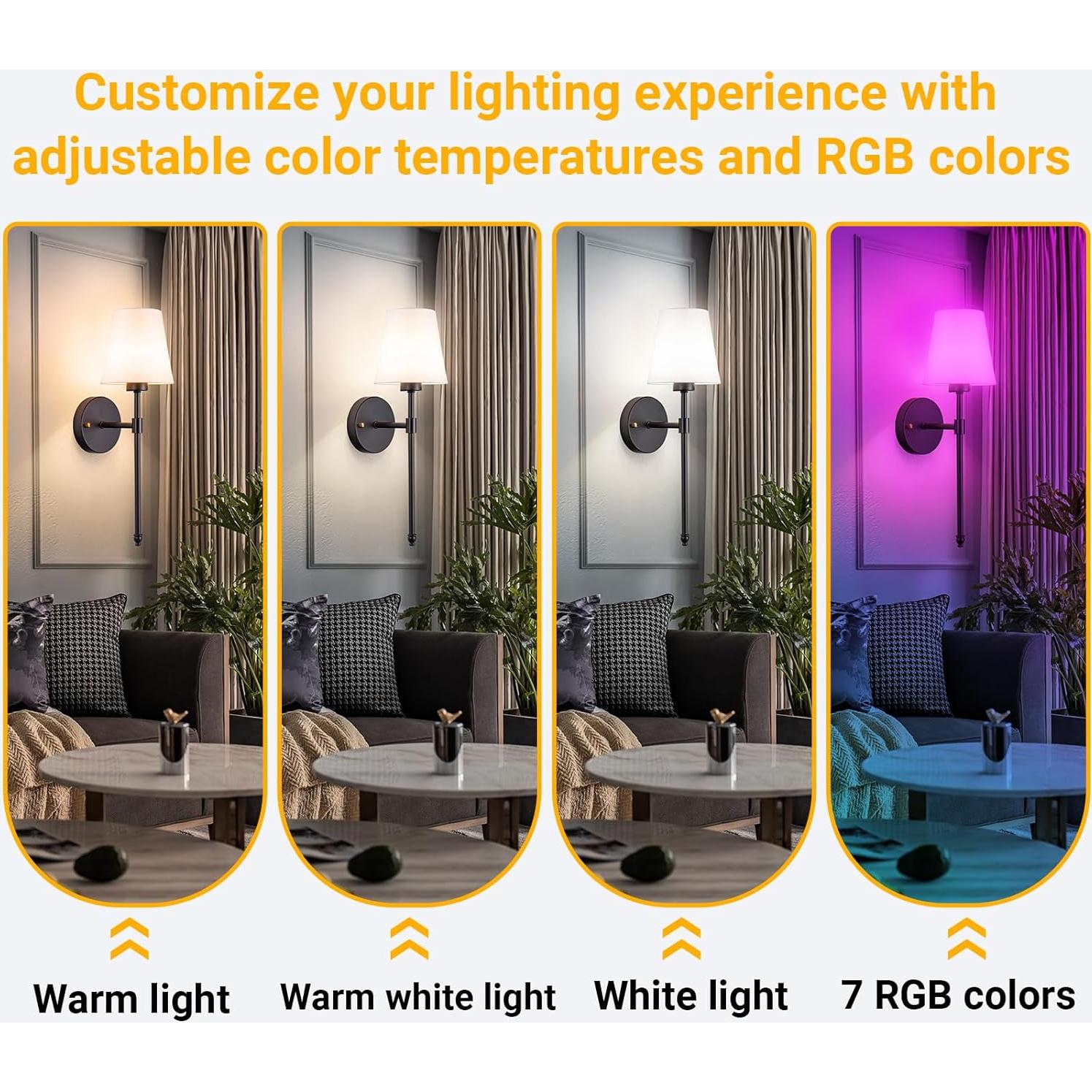 Aplique de Pared Inalámbrico Vimhou 50.8cm 2 Pack Negro