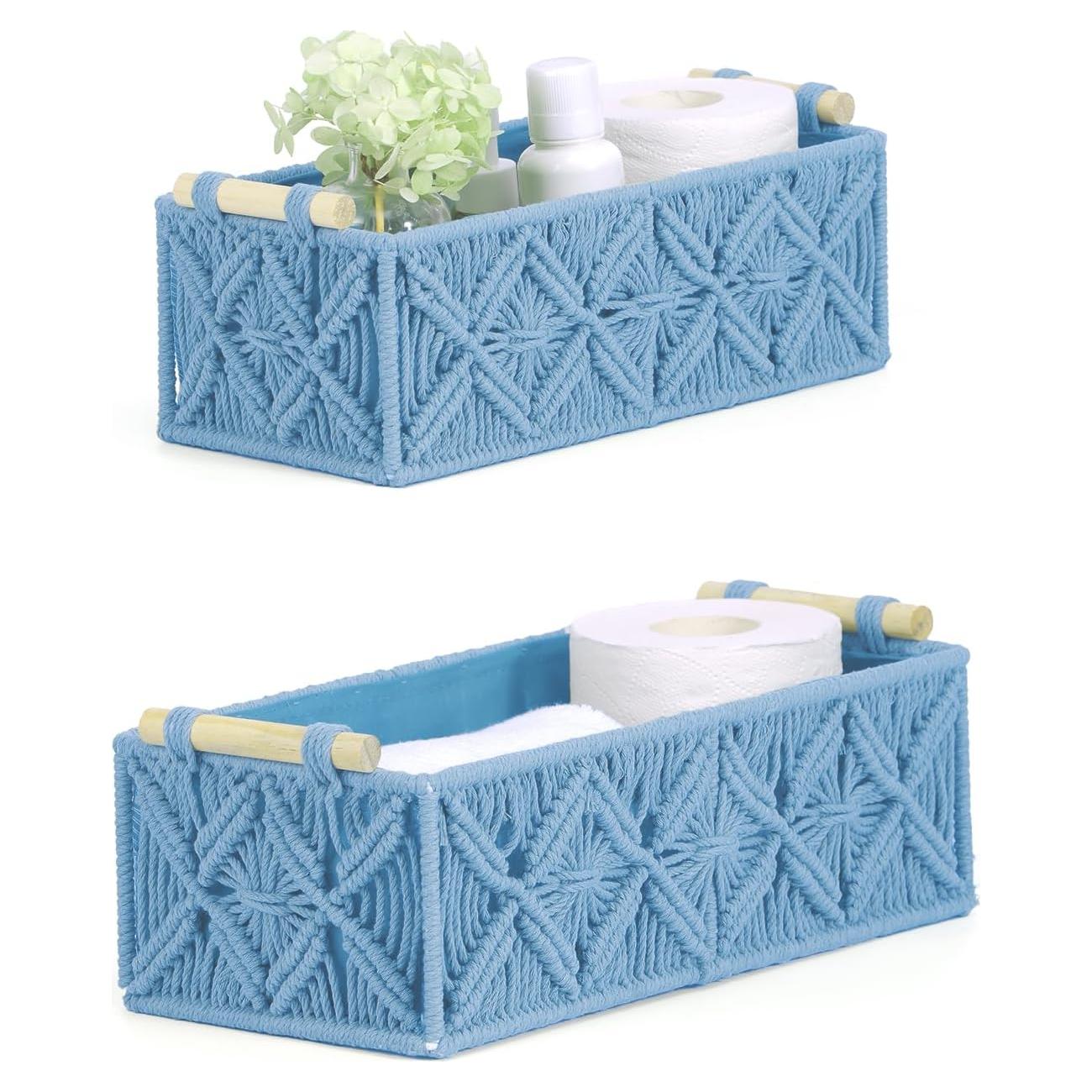 Cestas de Almacenamiento Nonam Macrame Juego de 2 Azul