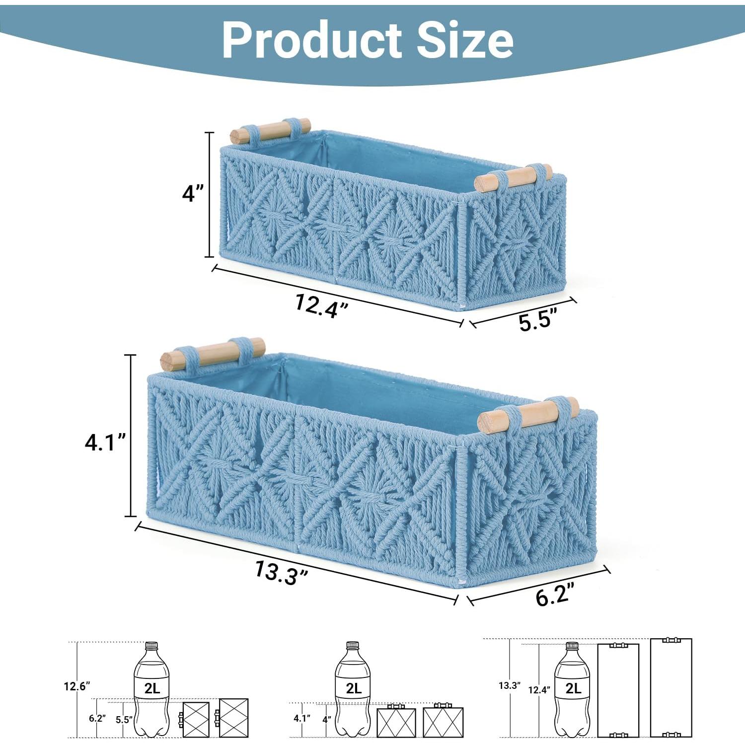 Cestas de Almacenamiento Nonam Macrame Juego de 2 Azul