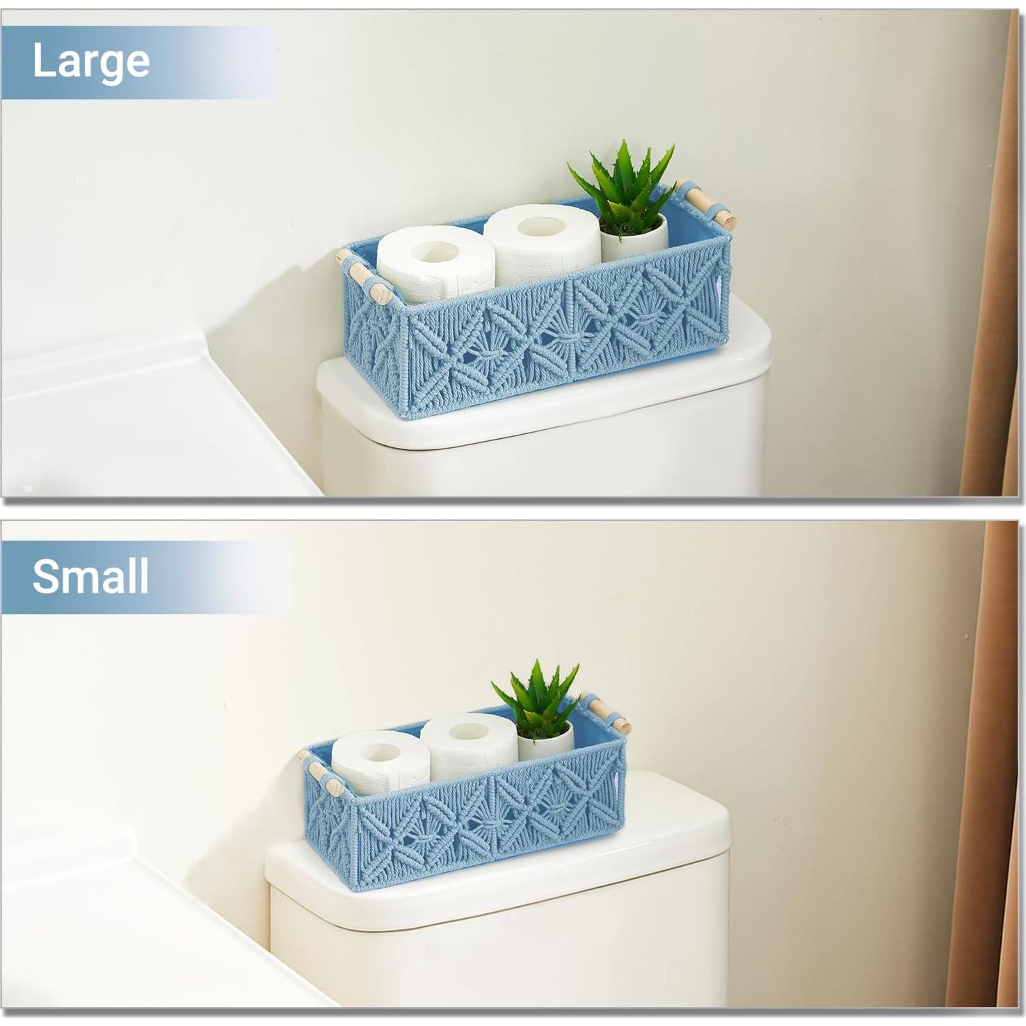 Cestas de Almacenamiento Nonam Macrame Juego de 2 Azul