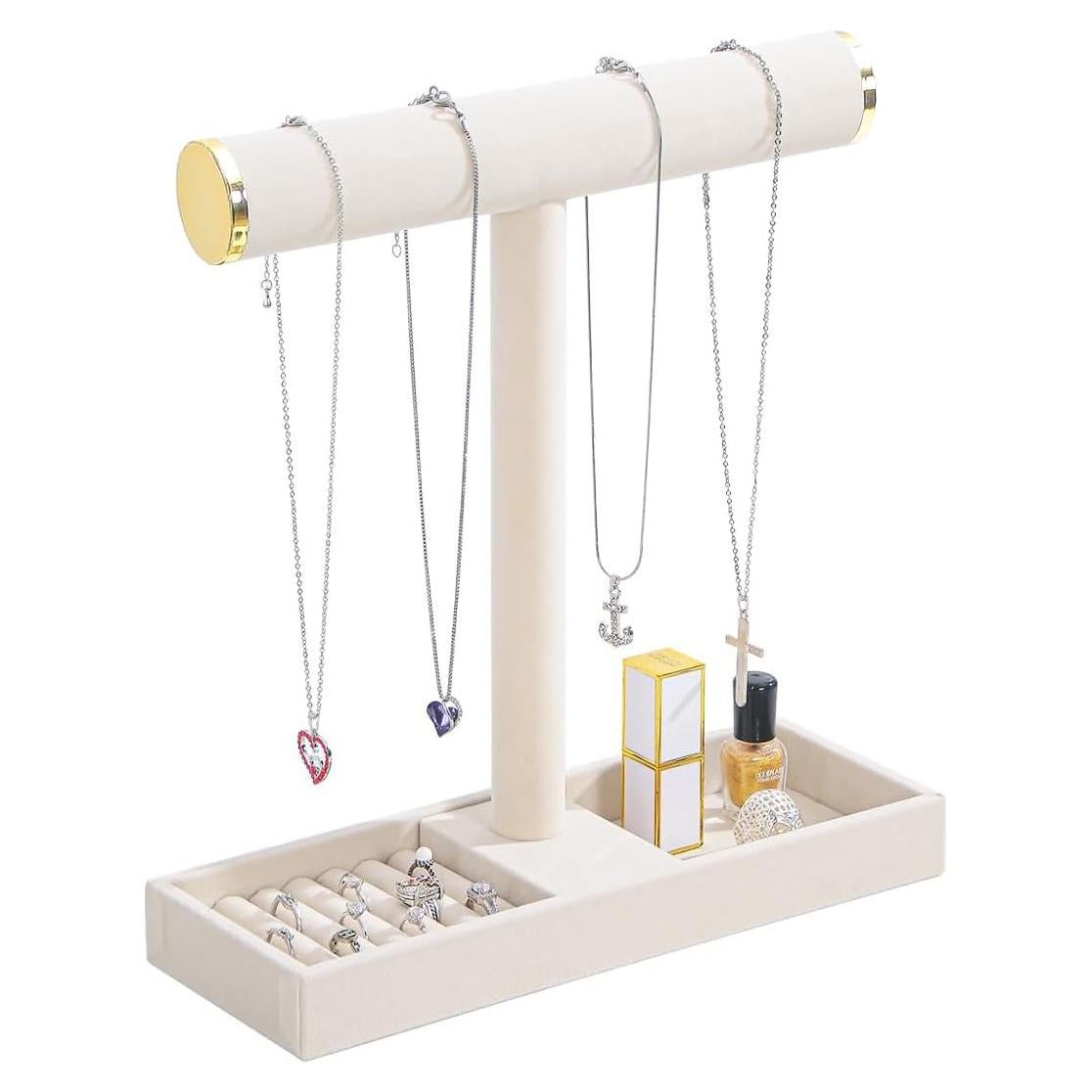 Soporte Organizador de Joyería Coward Beige Terciopelo Multiuso