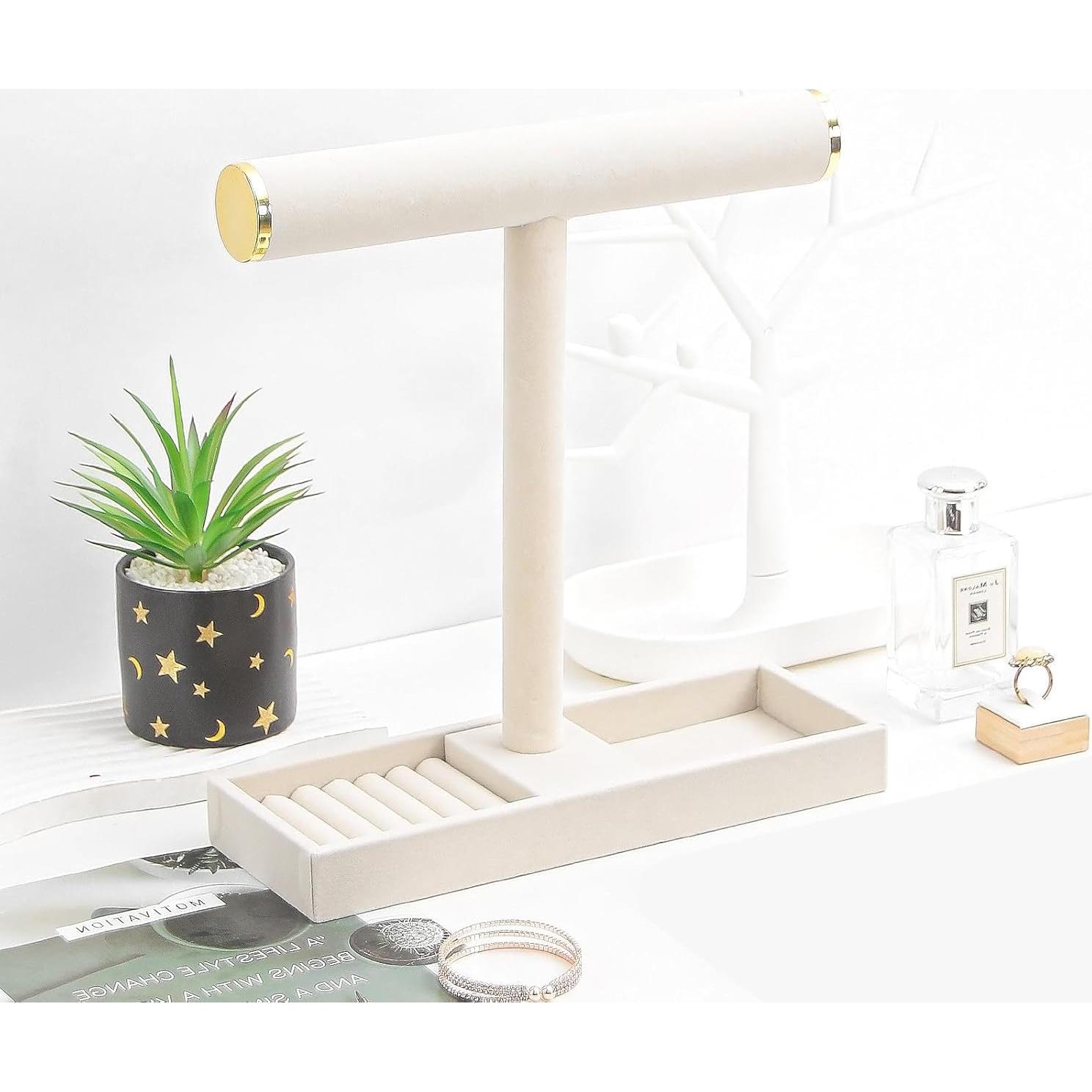 Soporte Organizador de Joyería Coward Beige Terciopelo Multiuso