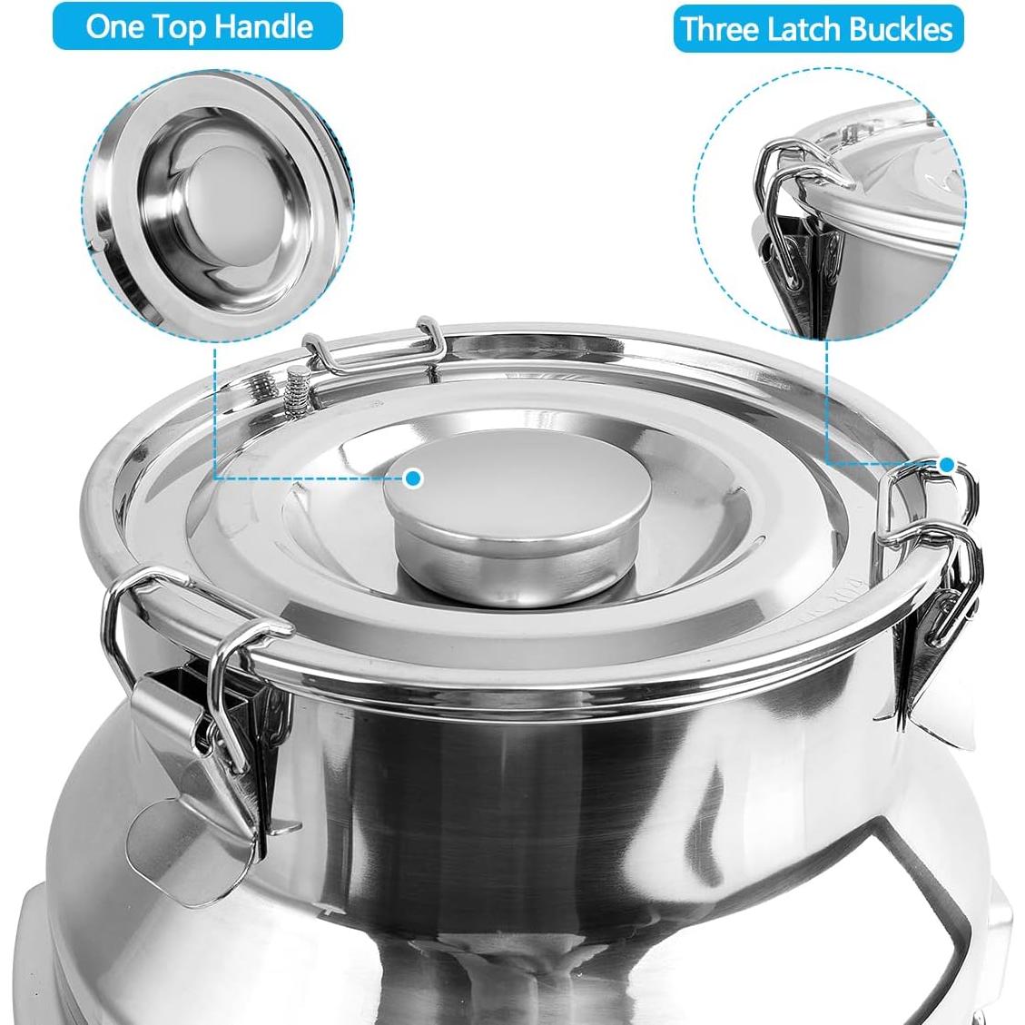 Lata de Leche Acero Inoxidable 304 20L con Grifo y Tapa Sellada