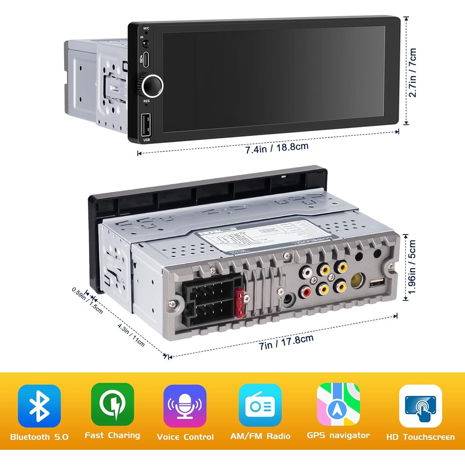 Estéreo de Coche Lussuvox UN 9540C 7" Bluetooth CarPlay Android Auto