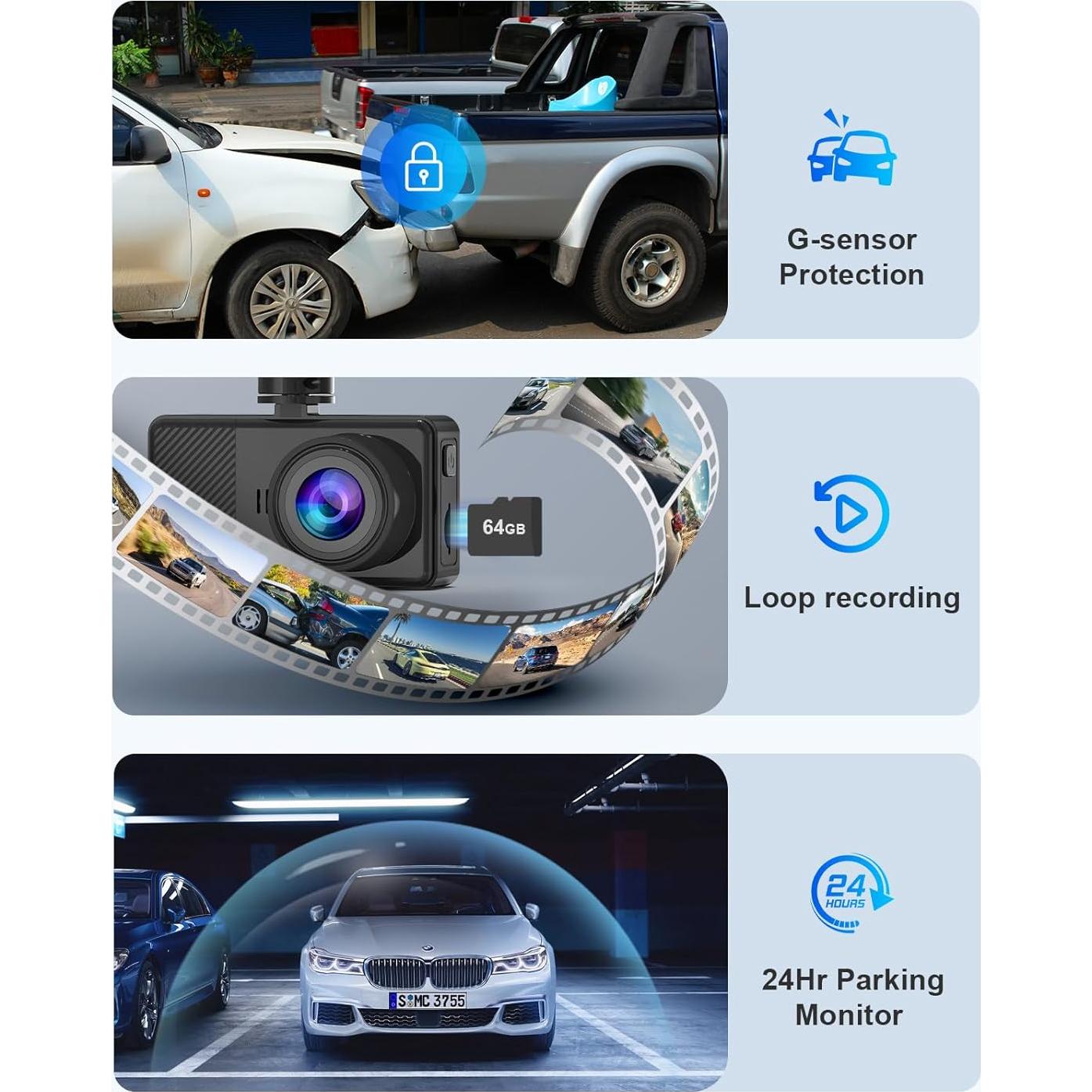 Cámara Dash Delantera y Trasera AIPLUGER 2.5K + 1080P