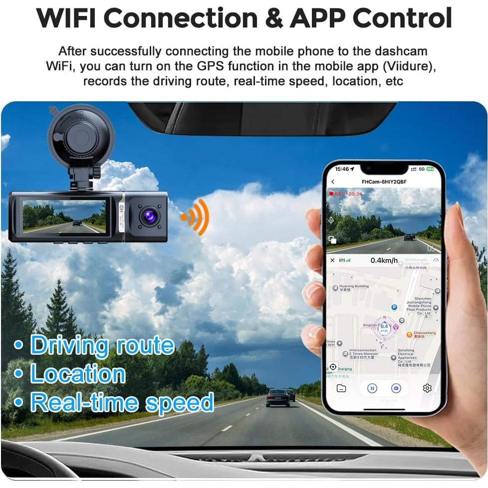 Cámara Dash 4K QiyuanLS 3 Canales con WiFi y Tarjeta 64GB