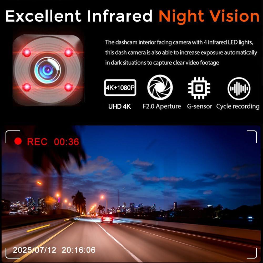 Cámara Dash 4K QiyuanLS 3 Canales con WiFi y Tarjeta 64GB