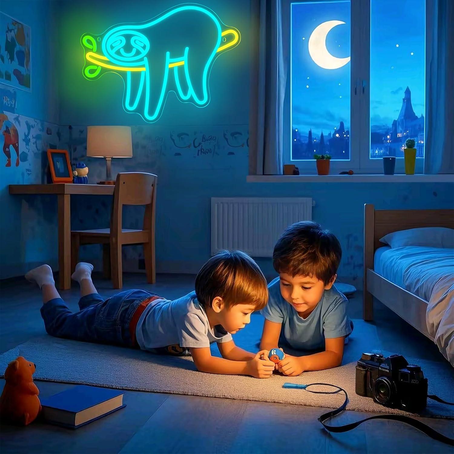 Letrero de Neón LED Perezoso Lindo AYwYyjCh 39.88x29.97 cm