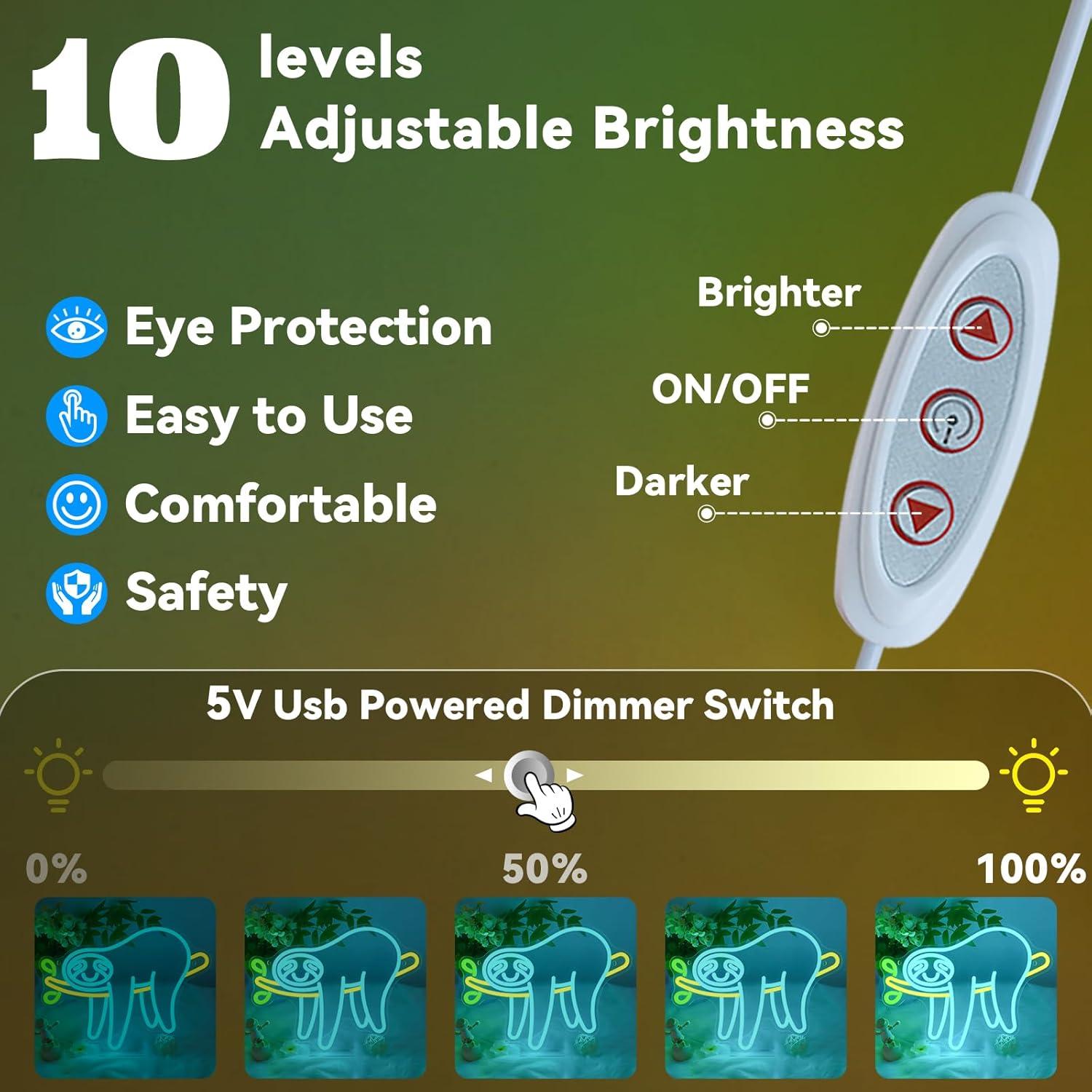 Letrero de Neón LED Perezoso Lindo AYwYyjCh 39.88x29.97 cm