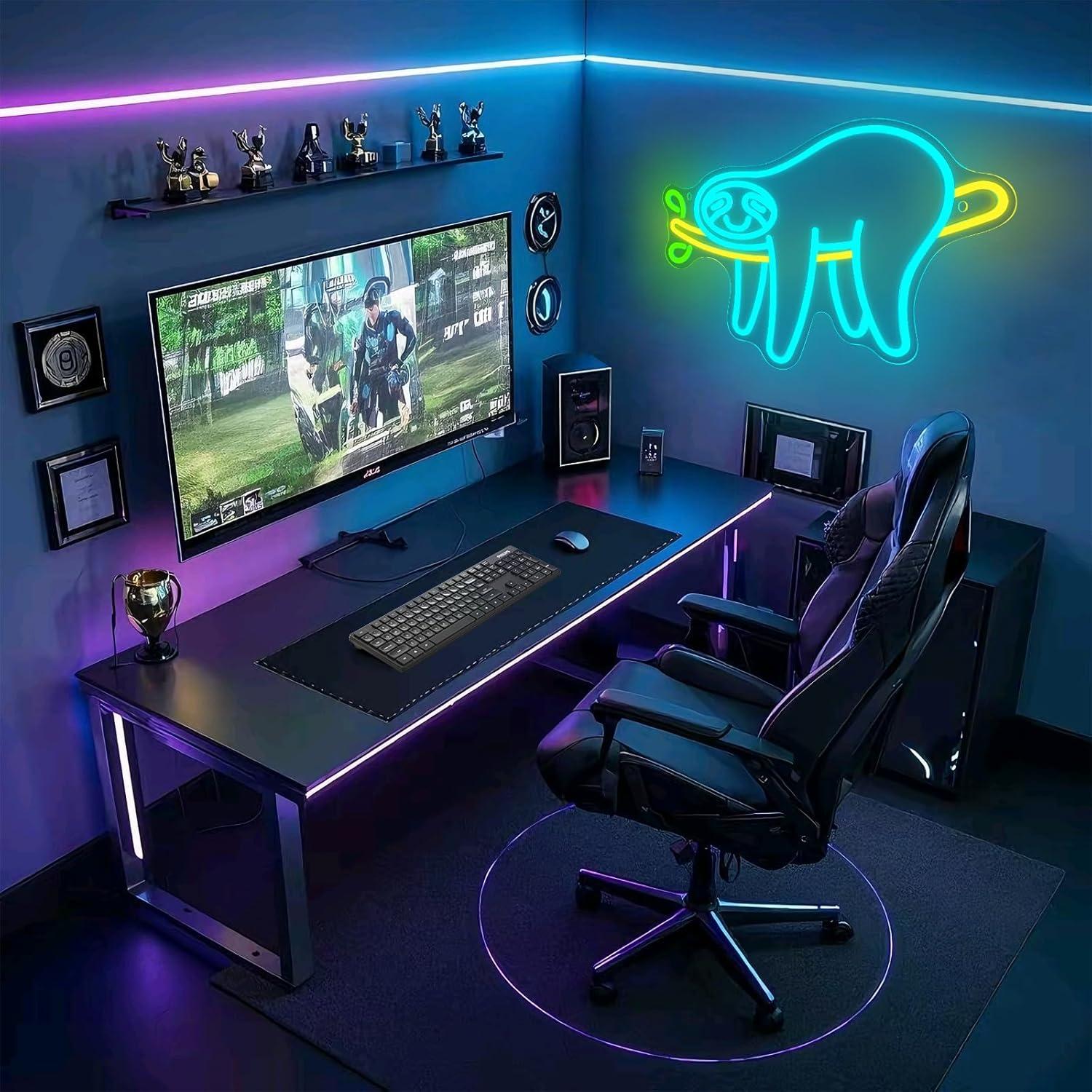 Letrero de Neón LED Perezoso Lindo AYwYyjCh 39.88x29.97 cm