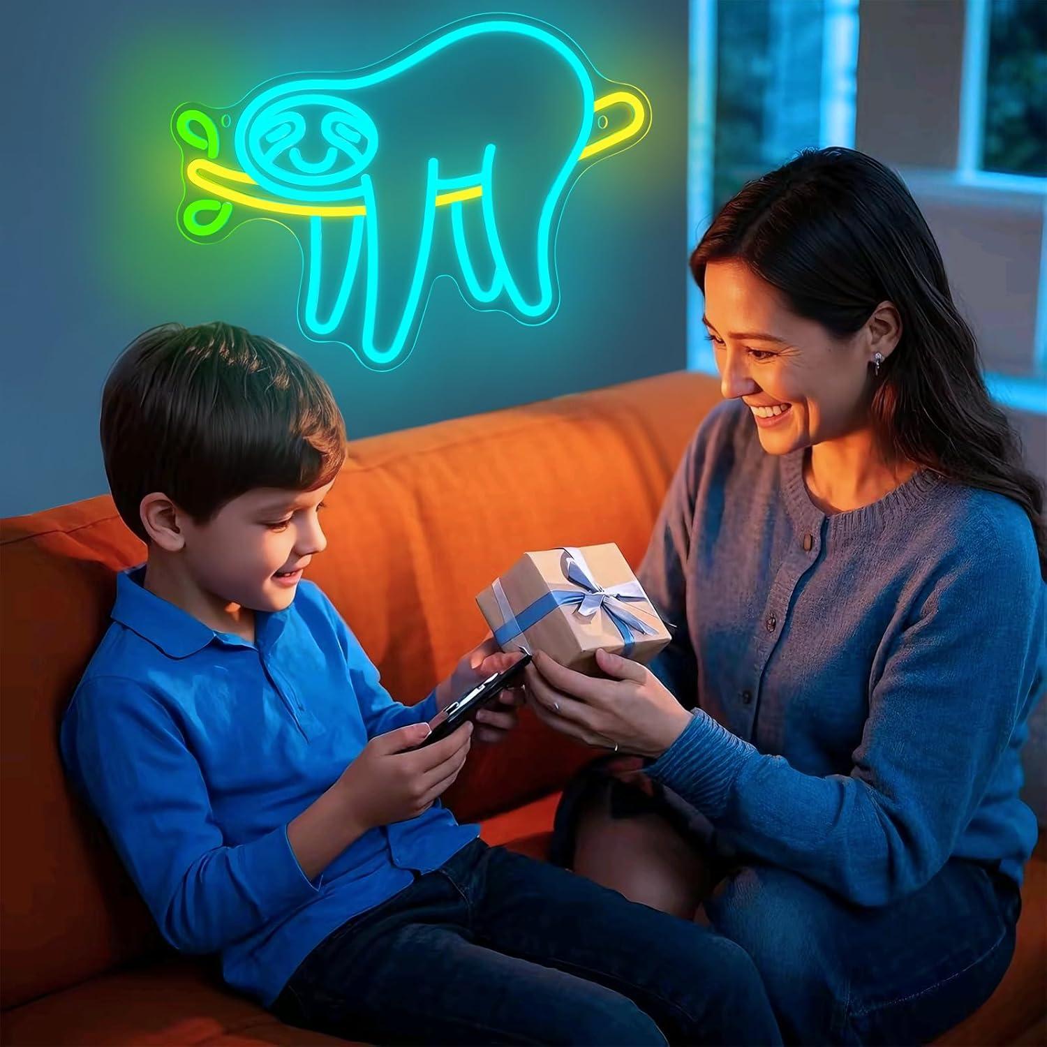 Letrero de Neón LED Perezoso Lindo AYwYyjCh 39.88x29.97 cm