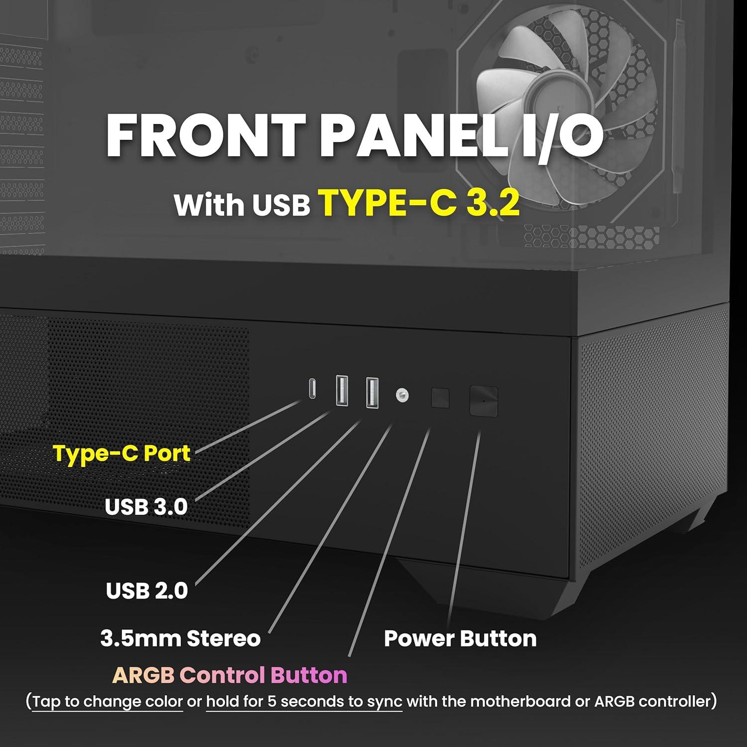 Caja de PC Zalman CHRONIX Mid-Tower ATX con 3 Ventiladores ARGB