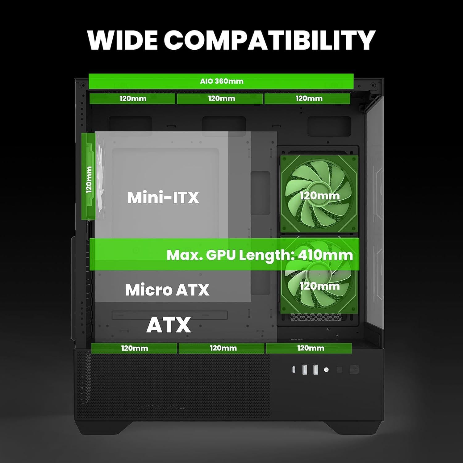 Caja de PC Zalman CHRONIX Mid-Tower ATX con 3 Ventiladores ARGB