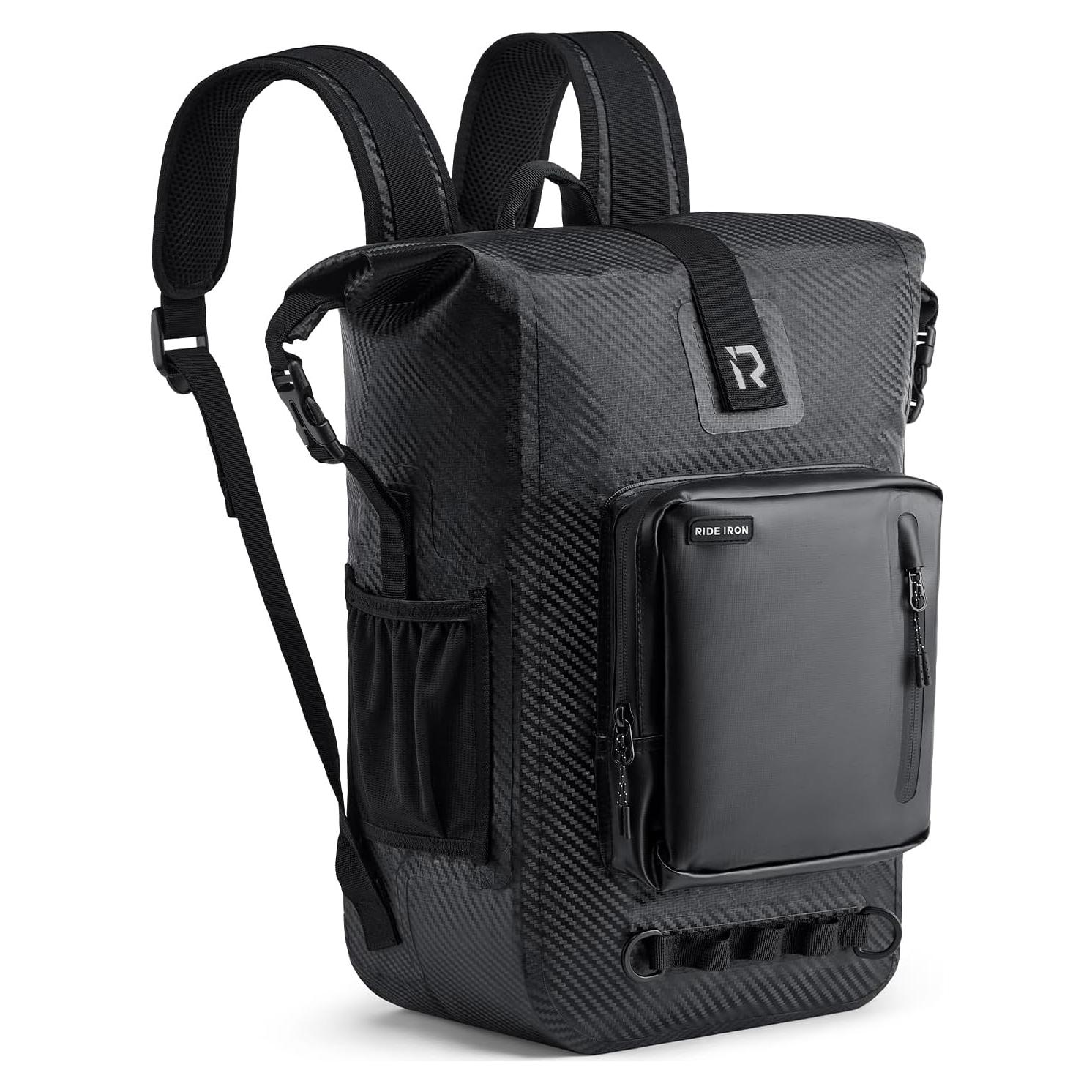 Mochila Impermeable RIDEIRON 35L Fibra de Carbono para Motocicleta