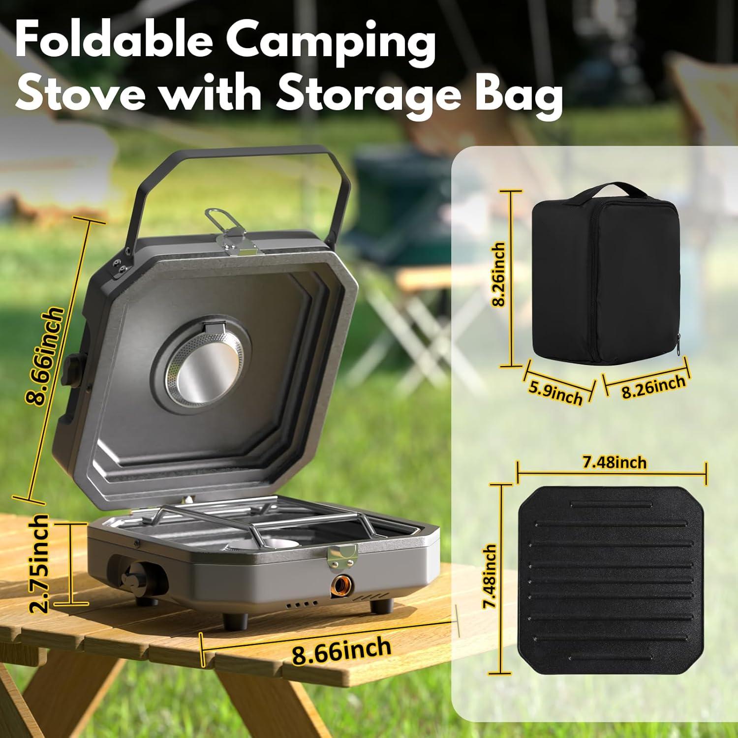 Estufa portátil Kirumie 2 quemadores 16000 BTU Propano Gris