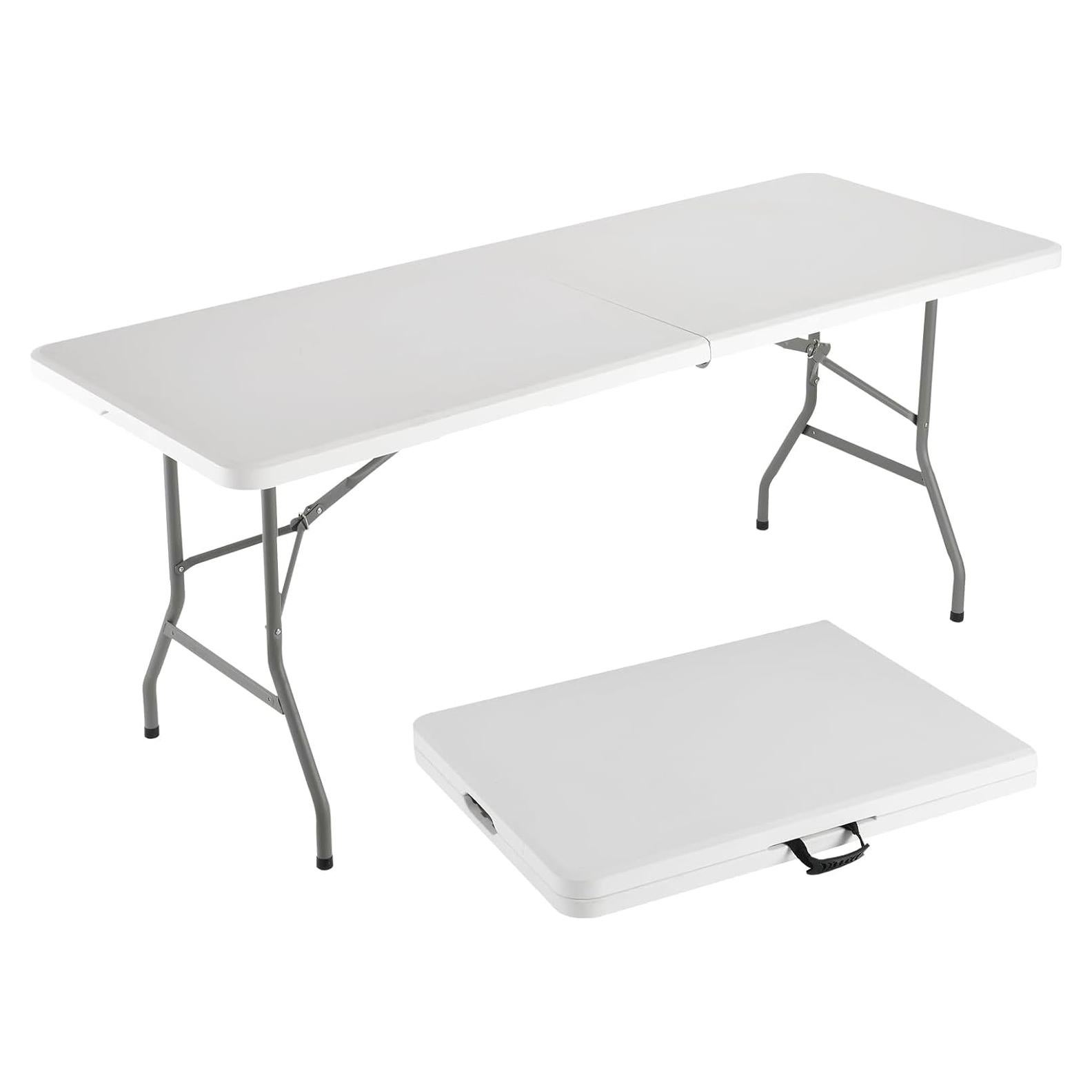 Mesa Plegable de 180 cm Fastwealth con Mantel Negro, 8 Personas