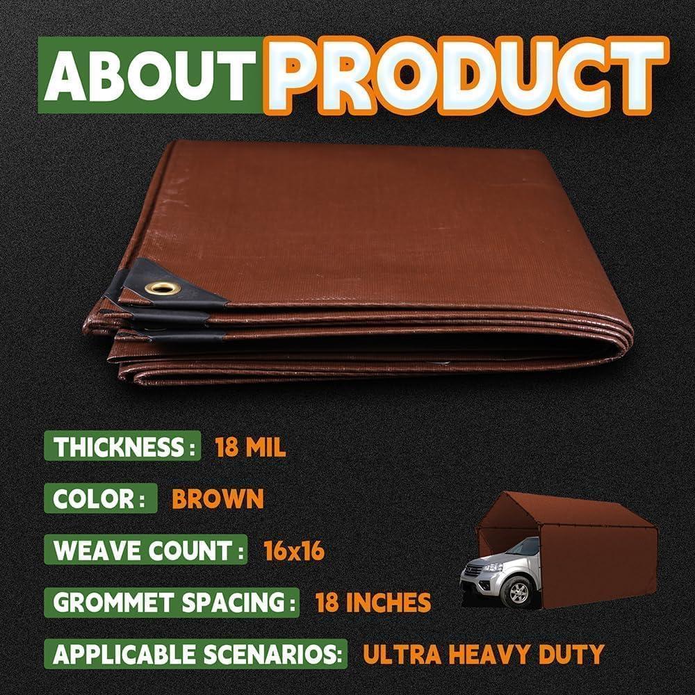 Lona Impermeable RAINDEWAY 3x3m Marrón 18 Mil Resistente UV