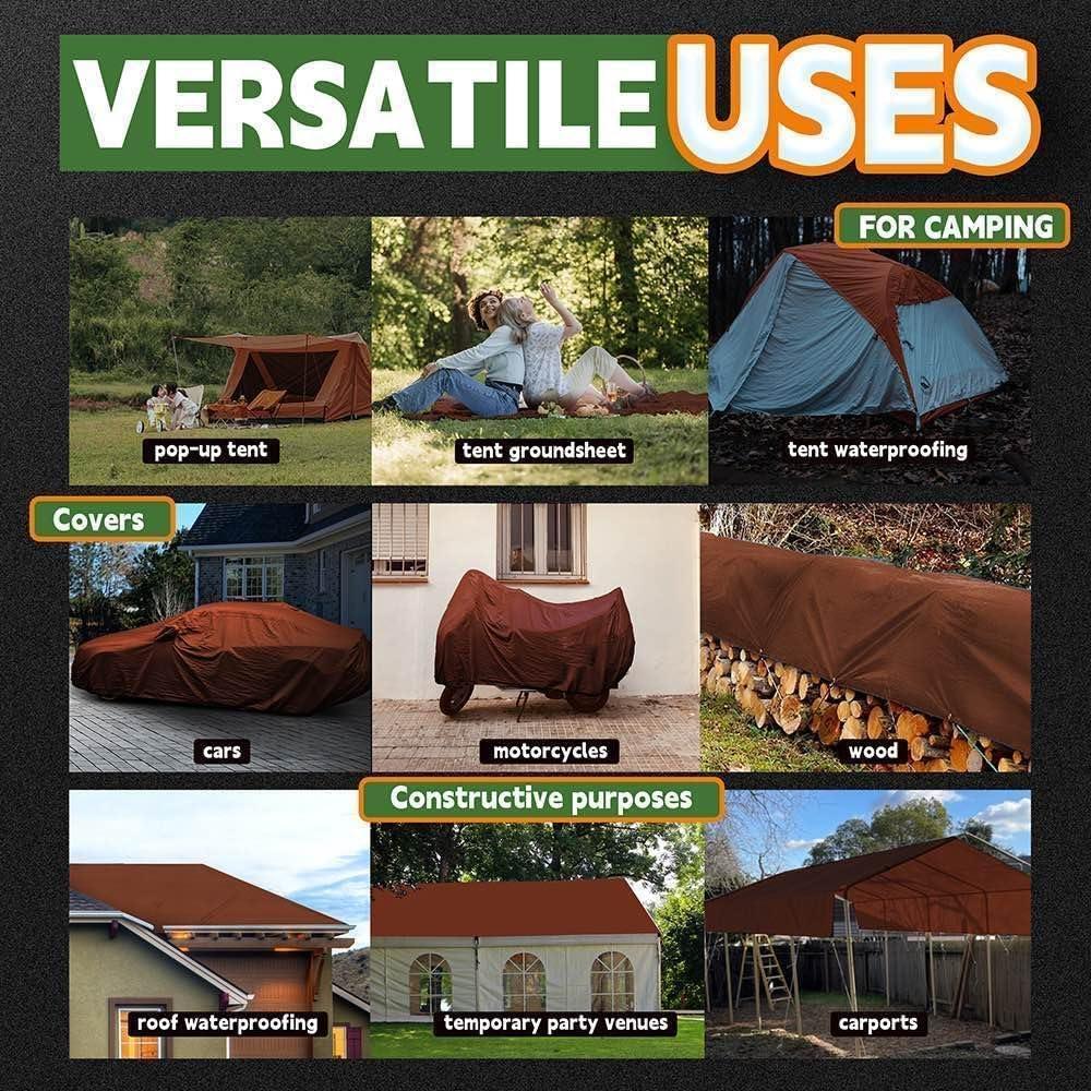 Lona Impermeable RAINDEWAY 3x3m Marrón 18 Mil Resistente UV