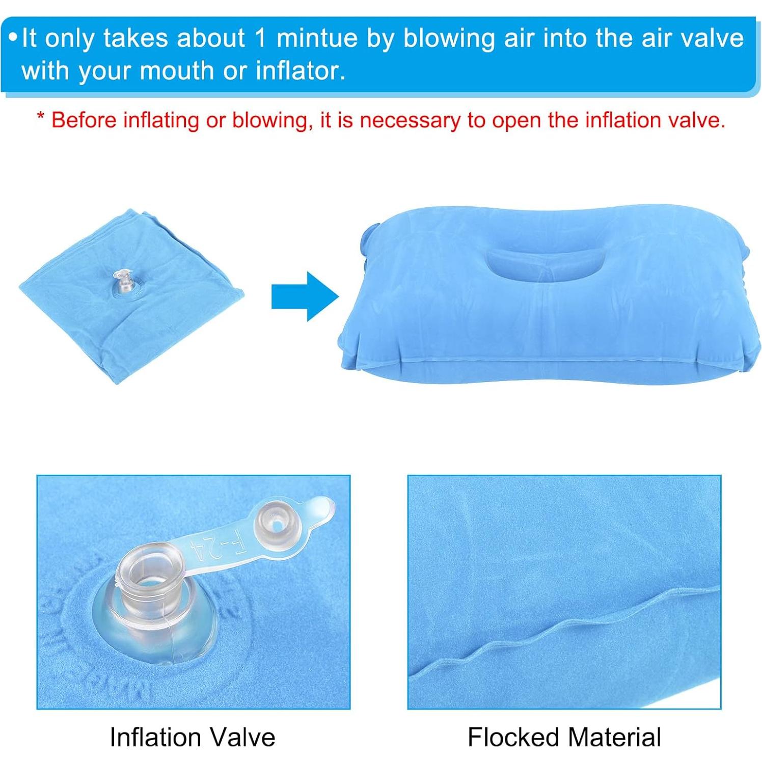 Almohada Inflable PATIKIL 4 Piezas Azul 43x28 cm Camping