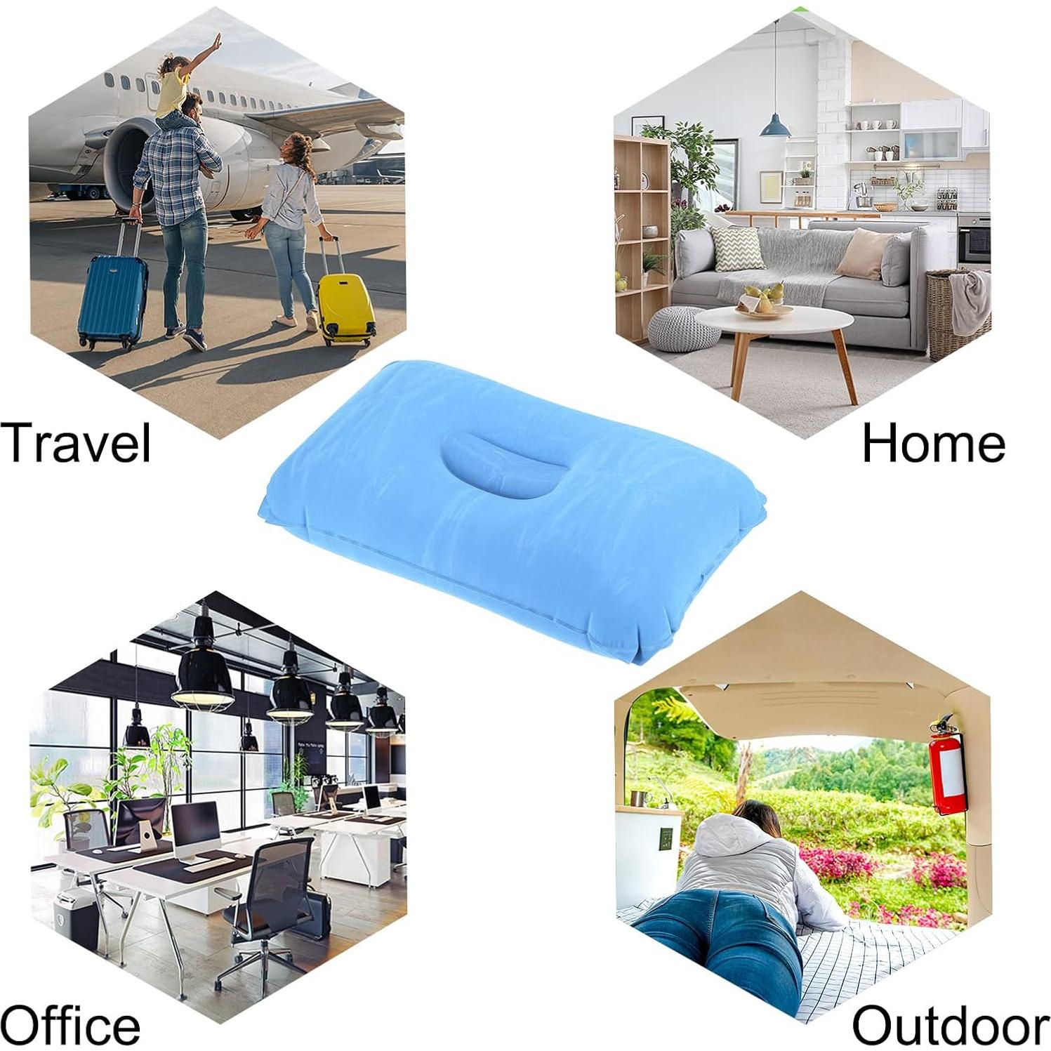 Almohada Inflable PATIKIL 4 Piezas Azul 43x28 cm Camping