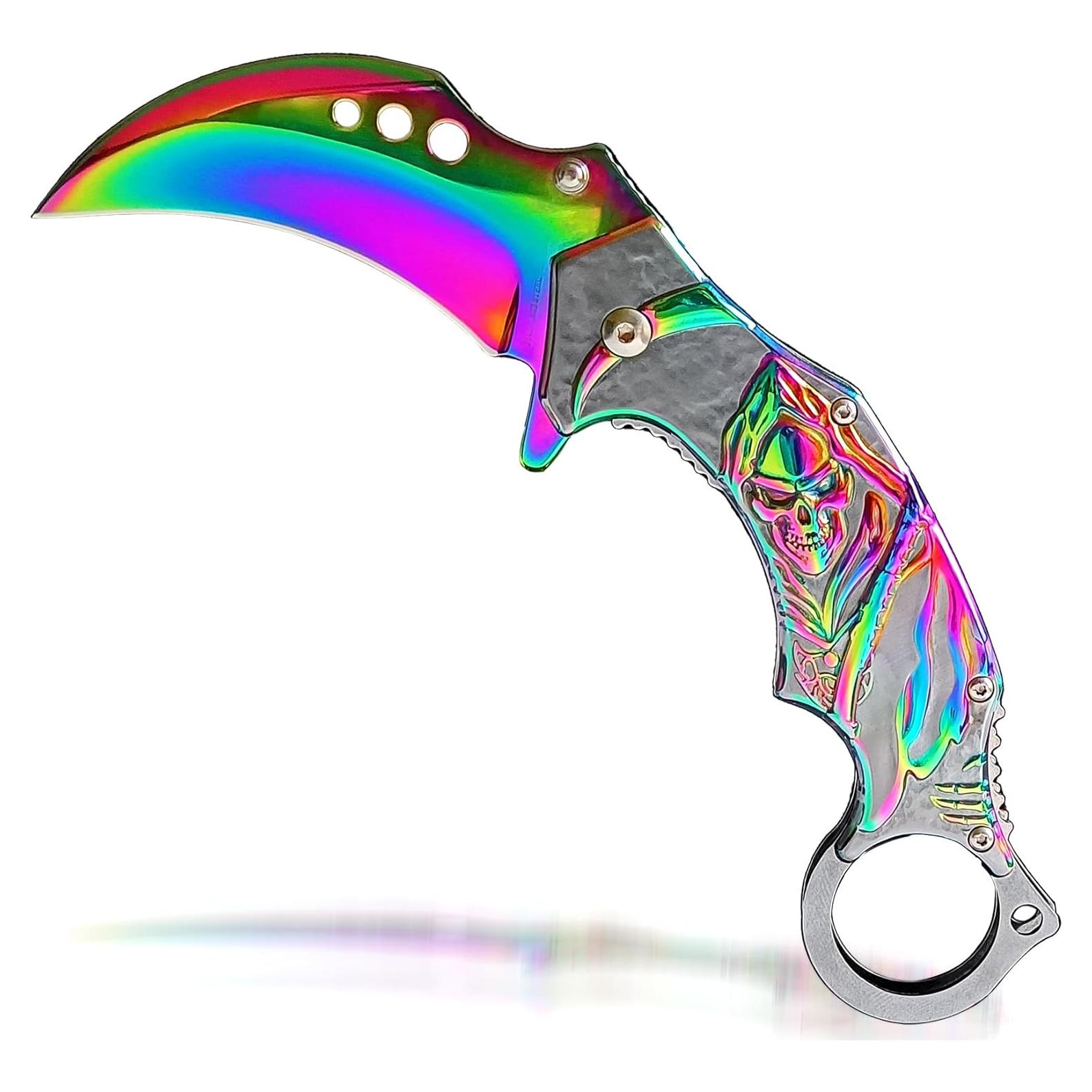 Cuchillo Plegable Vividstill Arcoíris 19.56 cm EDC Camping