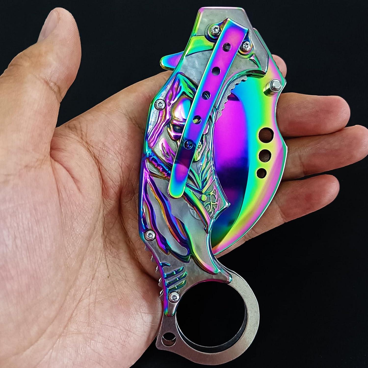 Cuchillo Plegable Vividstill Arcoíris 19.56 cm EDC Camping