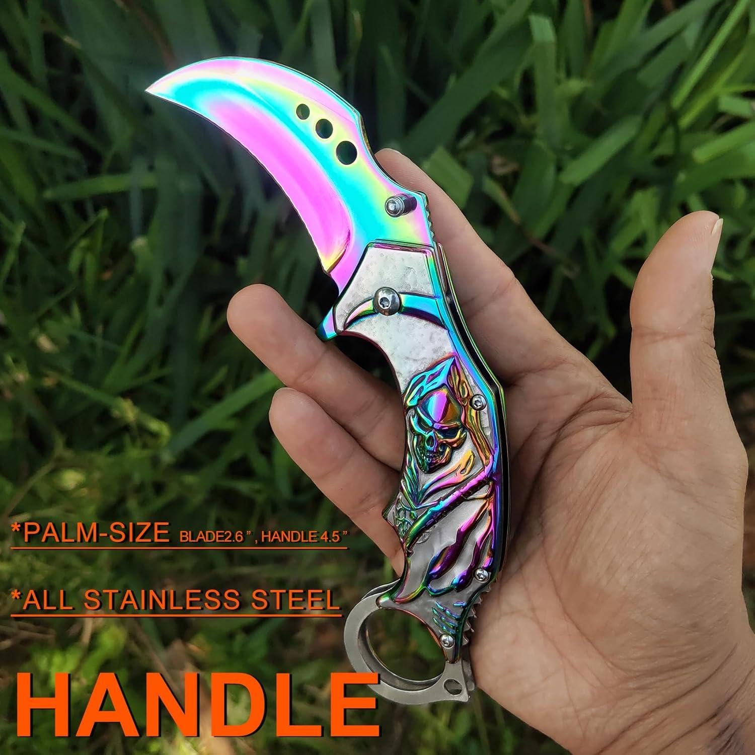 Cuchillo Plegable Vividstill Arcoíris 19.56 cm EDC Camping