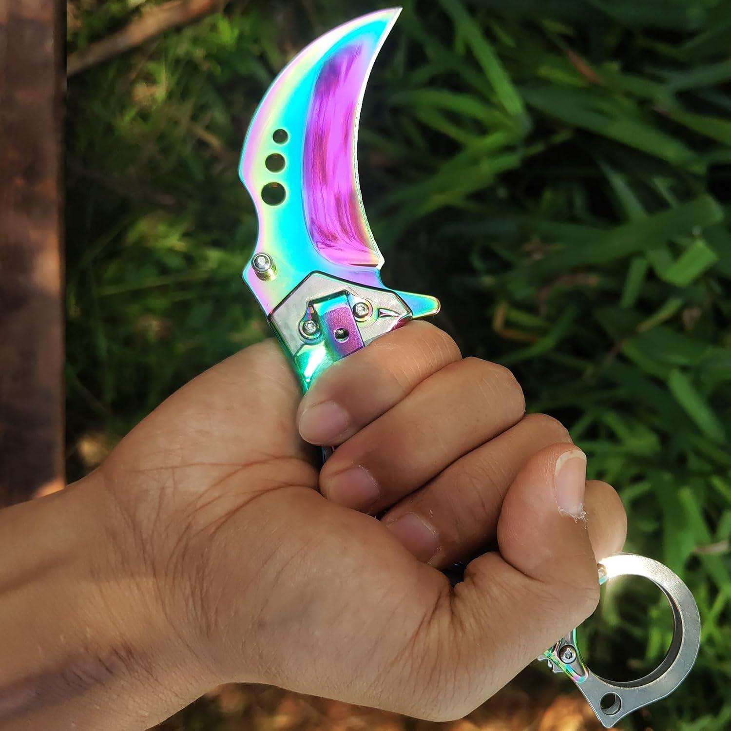 Cuchillo Plegable Vividstill Arcoíris 19.56 cm EDC Camping