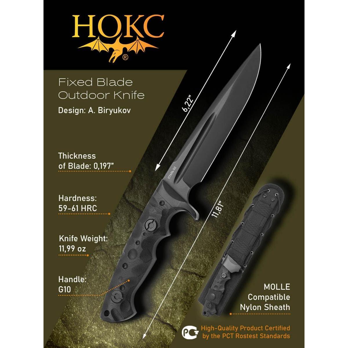 Cuchillo de Caza HOKC Jaguar-M D2 15.8 cm Acero D2 Negro