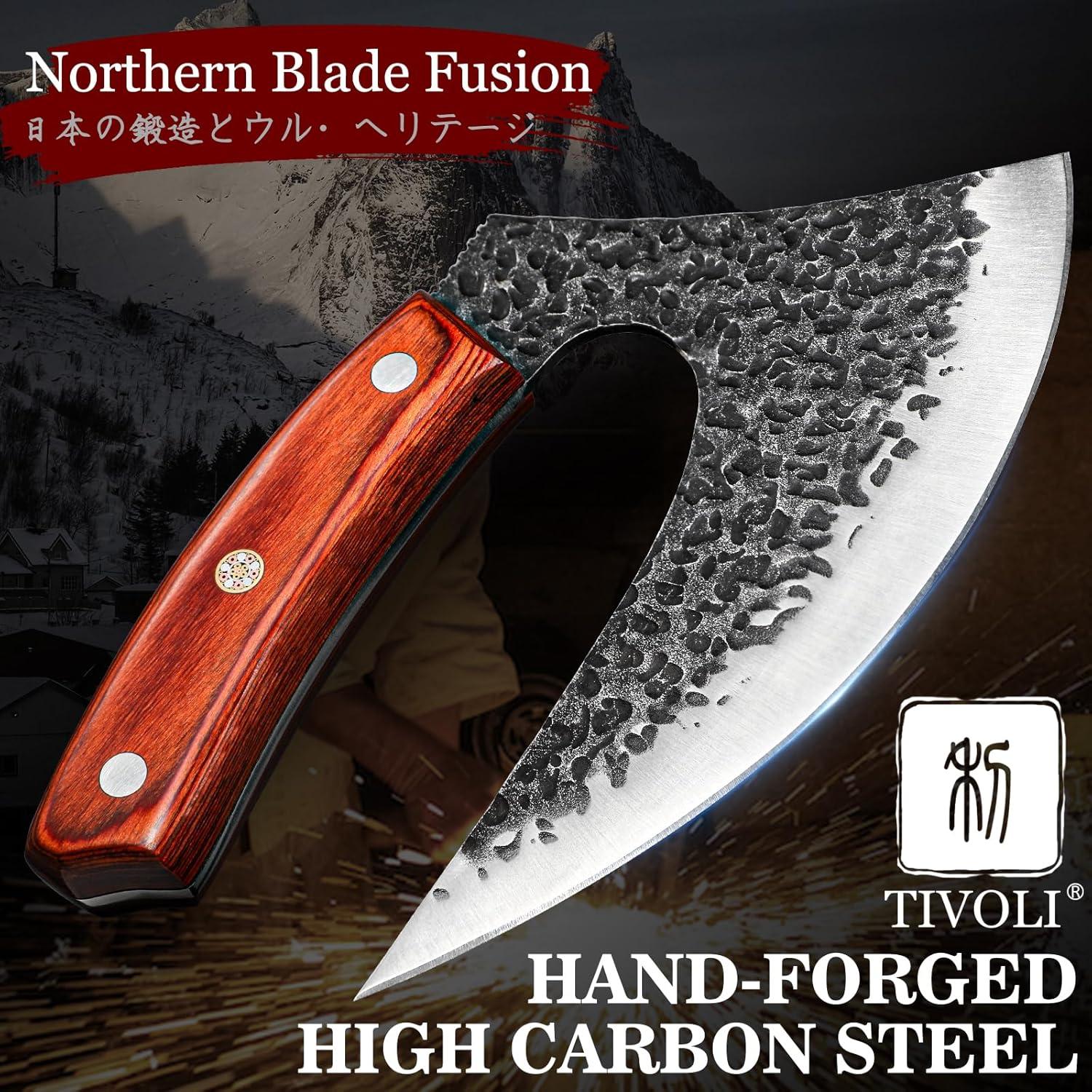 Cuchillo Ulu TIVOLI de Acero Alto Carbono con Mango de Madera