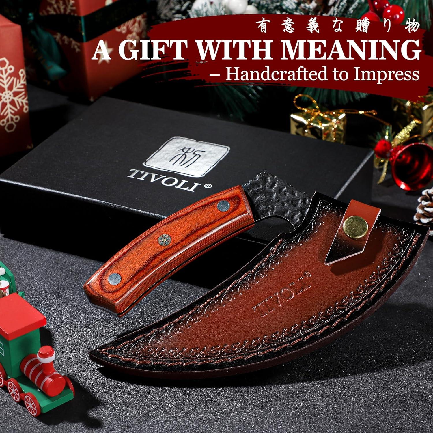 Cuchillo Ulu TIVOLI de Acero Alto Carbono con Mango de Madera