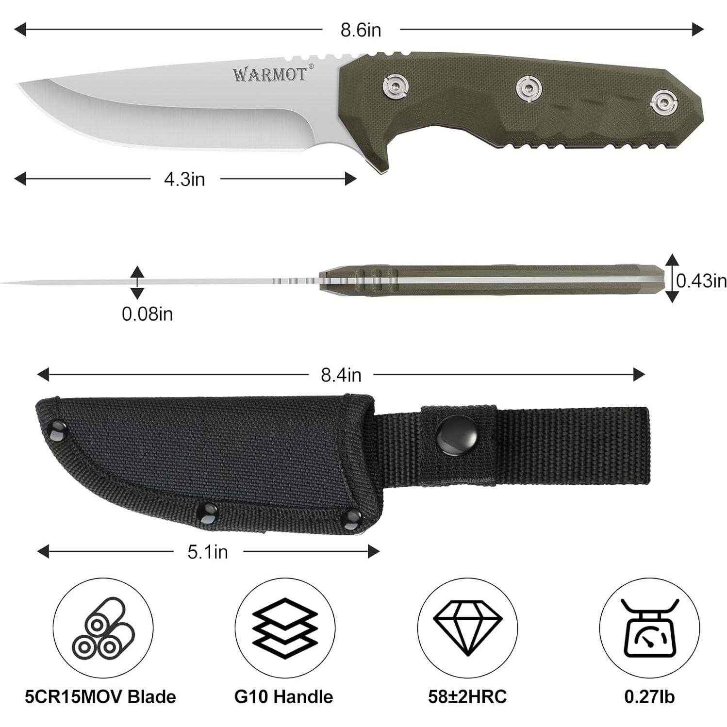 Cuchillo de Supervivencia Warmot KS7960 de Acero Inoxidable 22.29 cm