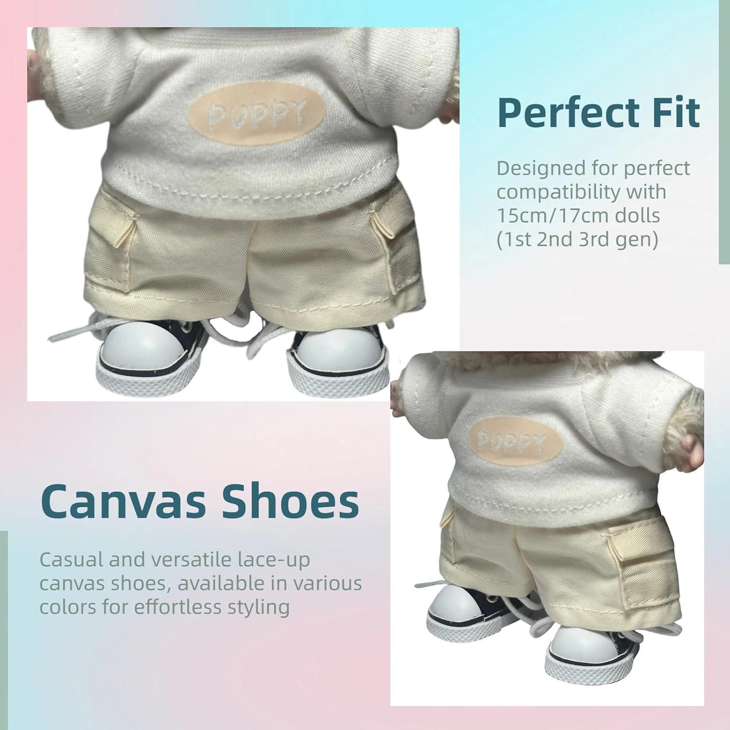 Zapatos para muñecas 17cm QIXINGWISE - Lona Negra, 1 par