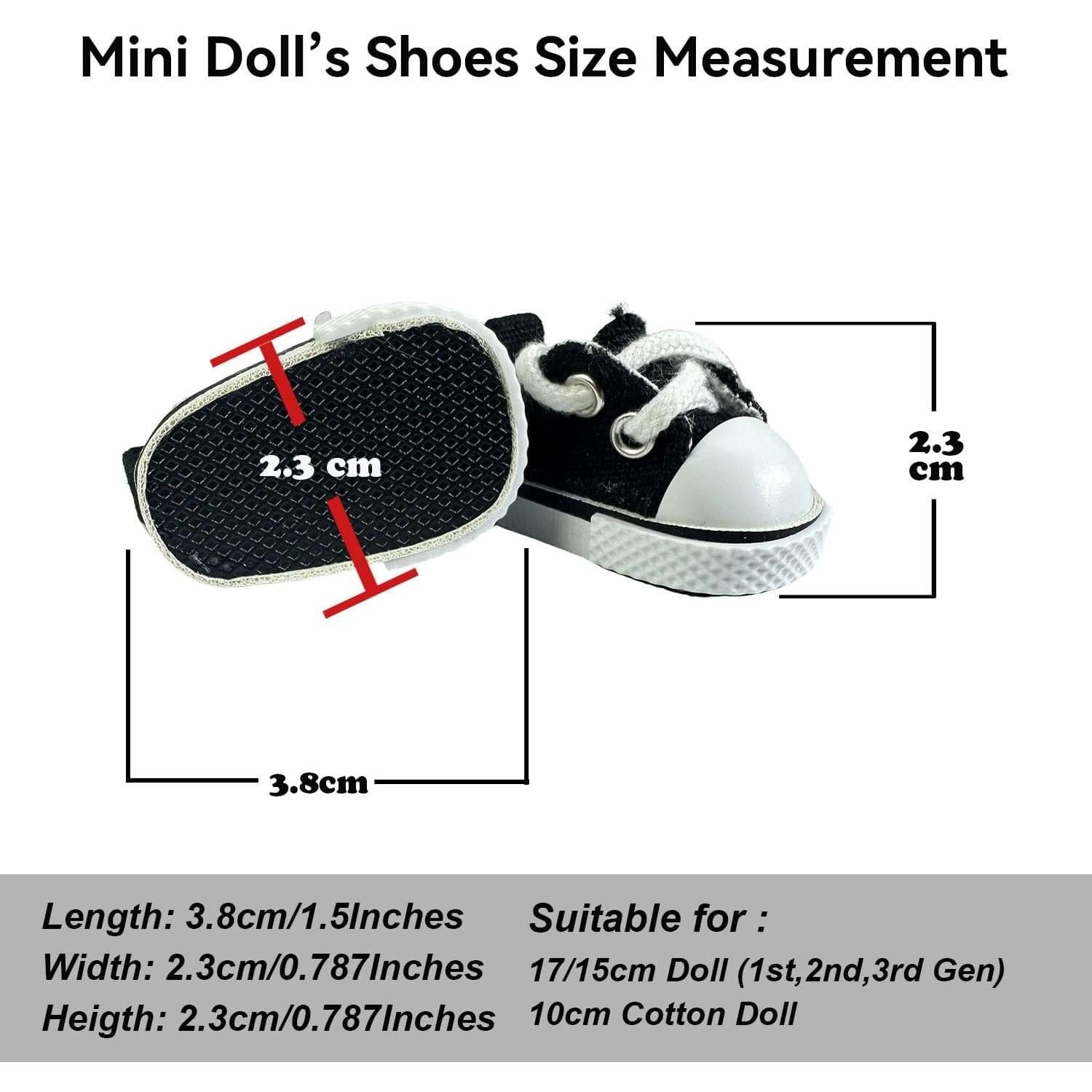 Zapatos para muñecas 17cm QIXINGWISE - Lona Negra, 1 par