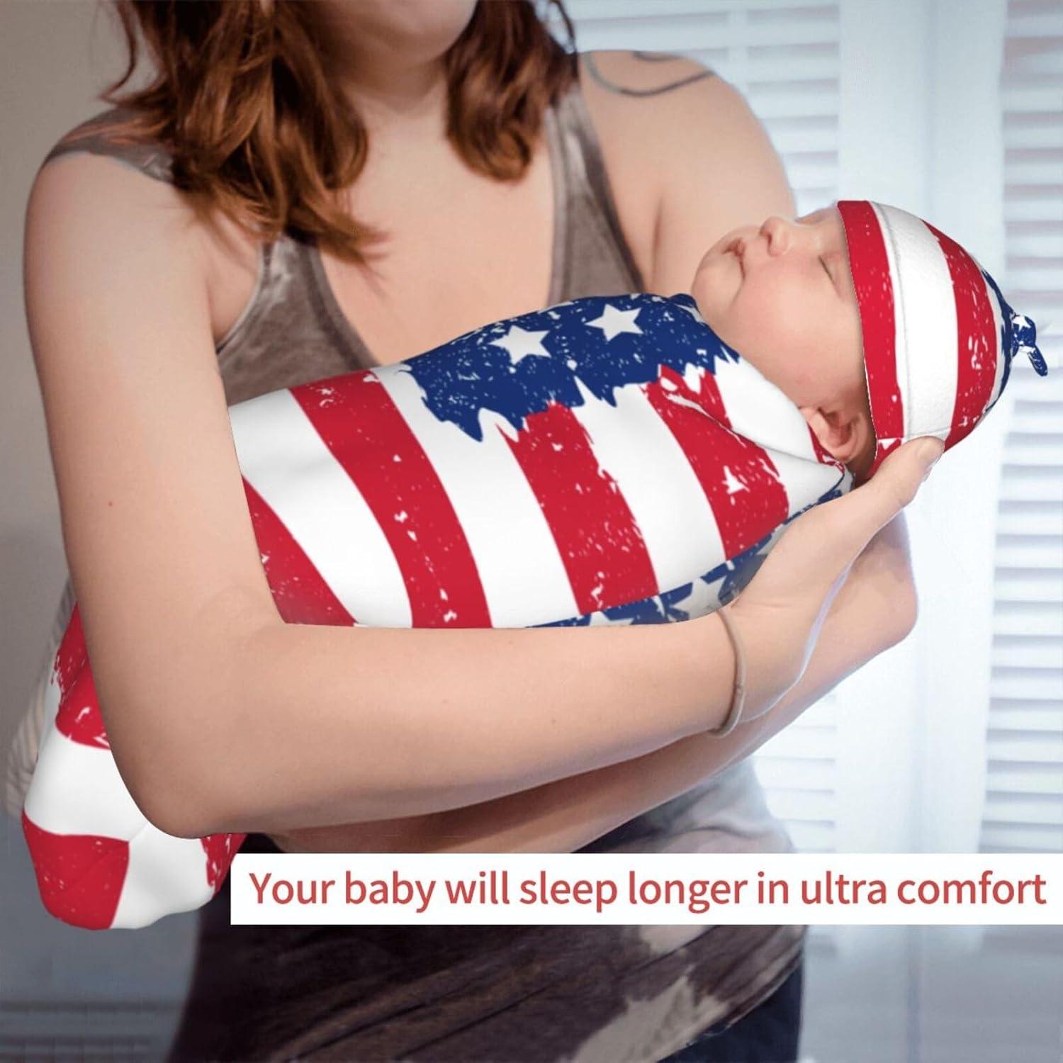 Manta de Envueltos para Bebés Sanghing con Sombrero Bandera Americana
