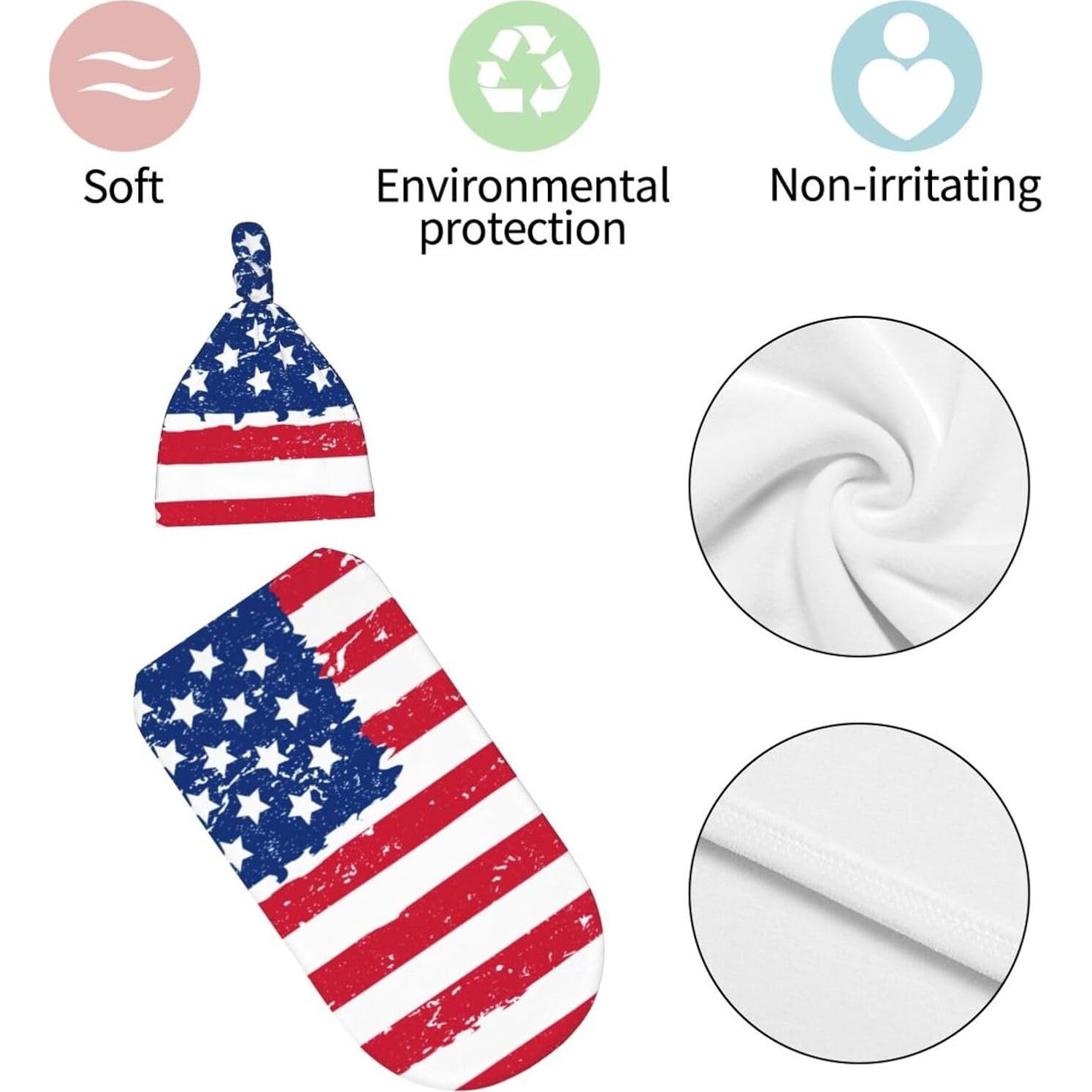 Manta de Envueltos para Bebés Sanghing con Sombrero Bandera Americana