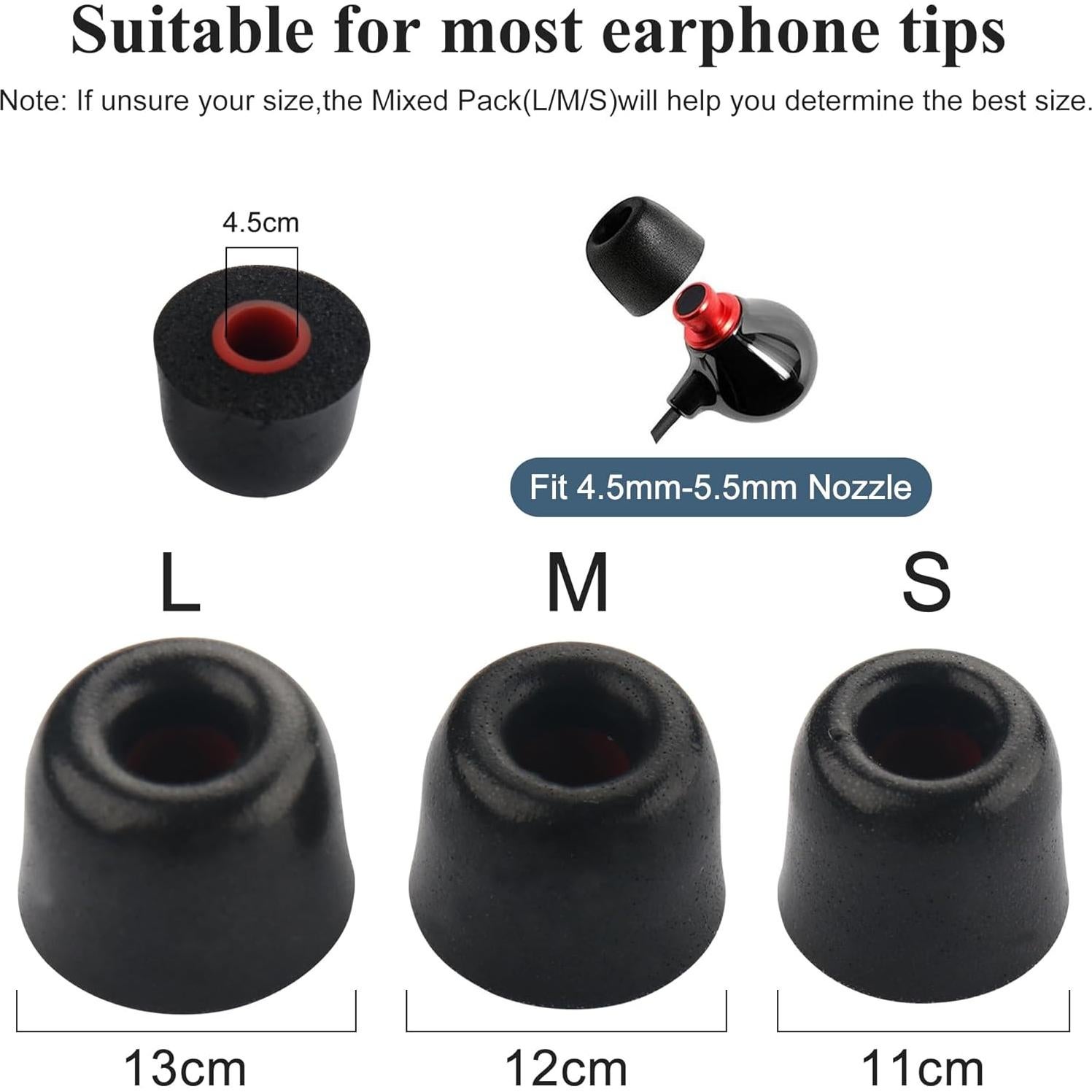 6 Pares Puntas de Espuma de Memoria para Auriculares 4.5-5.5mm