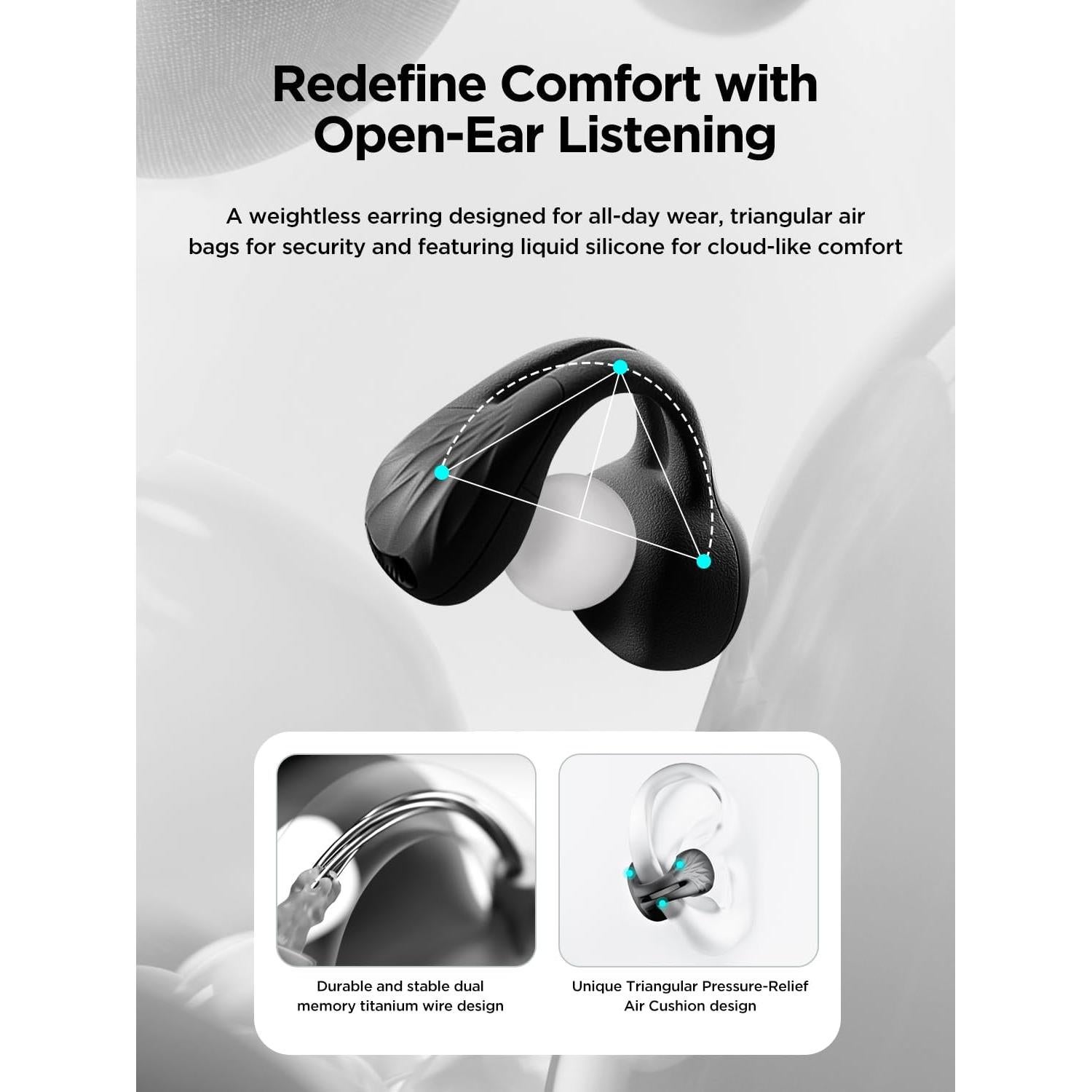HAKII Auriculares Inalámbricos Bluetooth 5.4 IPX5 Ergonomía