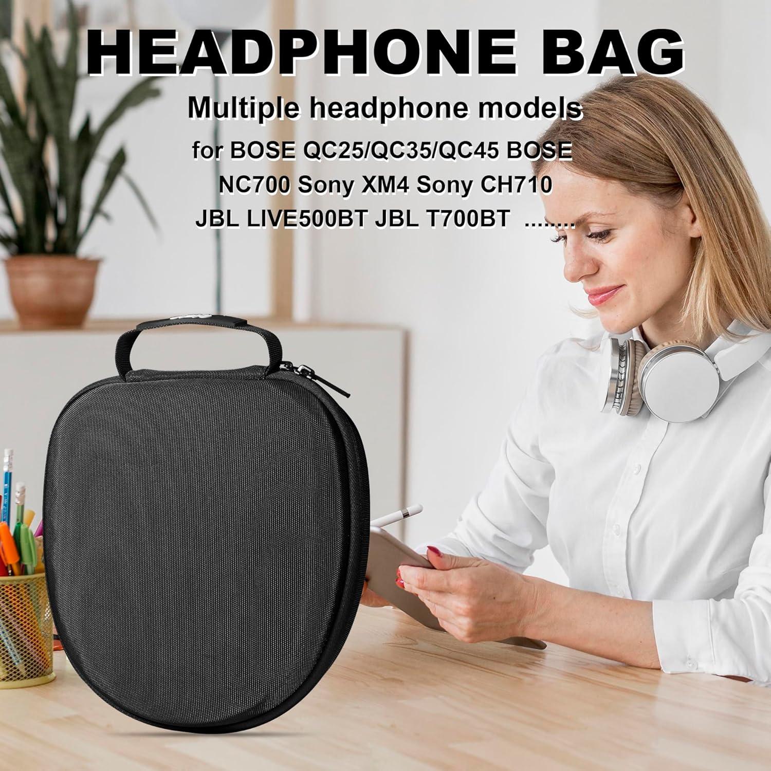 Funda de viaje dura Jomwag para auriculares Bose y Sony - Negra