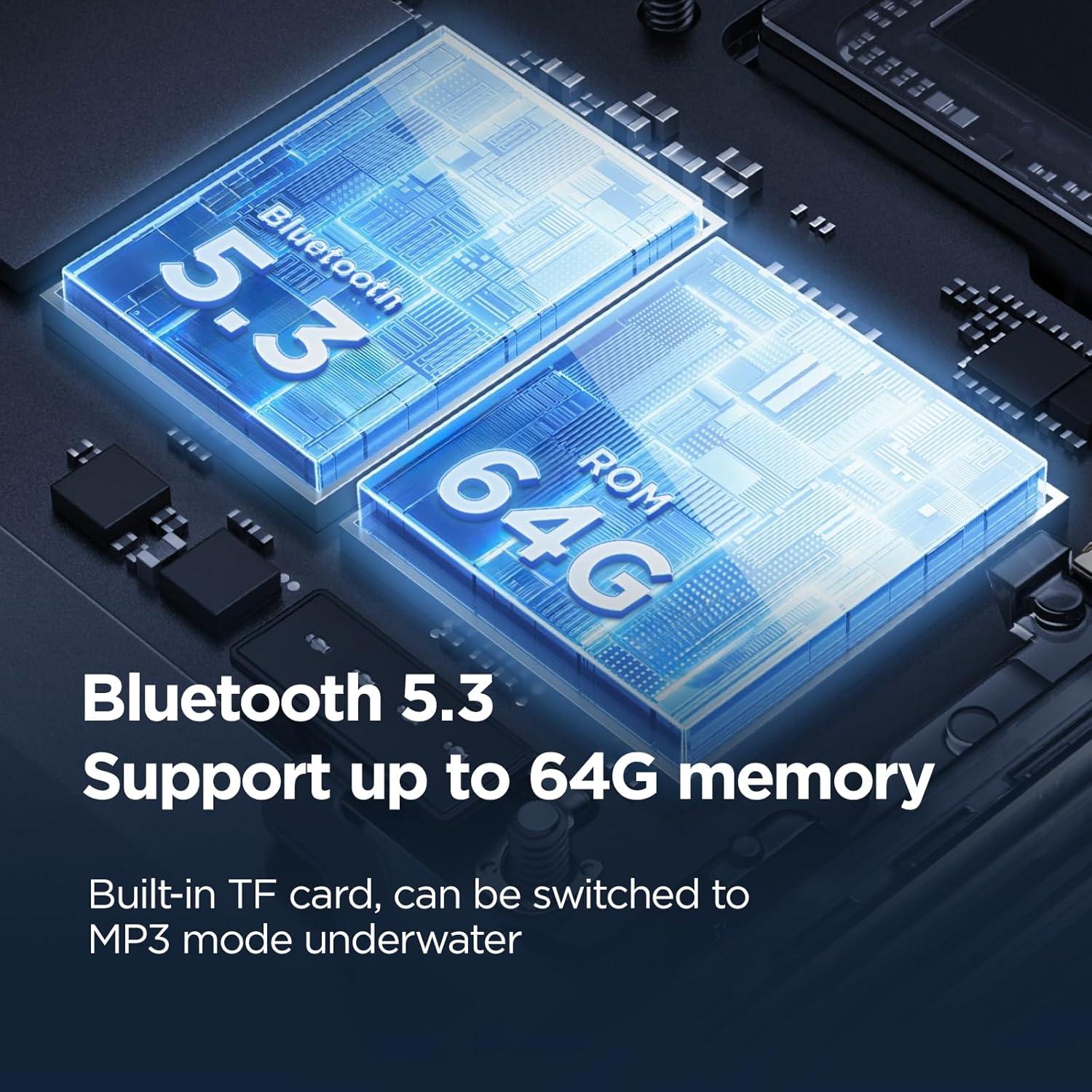 Sanag B60S Bone Conduction Sports Headphones, IPX8 Waterproof Swimming Bluetooth 5.3 Earphones, 64GB MP3 Player, Open Ear Wireless Headset with Mic & App, for Running, Cycling, Workout (Beige)