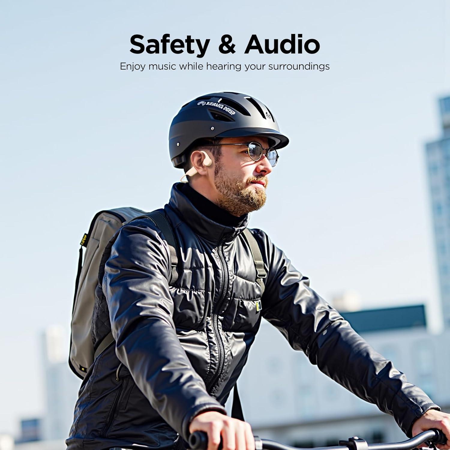 Sanag B60S Bone Conduction Sports Headphones, IPX8 Waterproof Swimming Bluetooth 5.3 Earphones, 64GB MP3 Player, Open Ear Wireless Headset with Mic & App, for Running, Cycling, Workout (Beige)