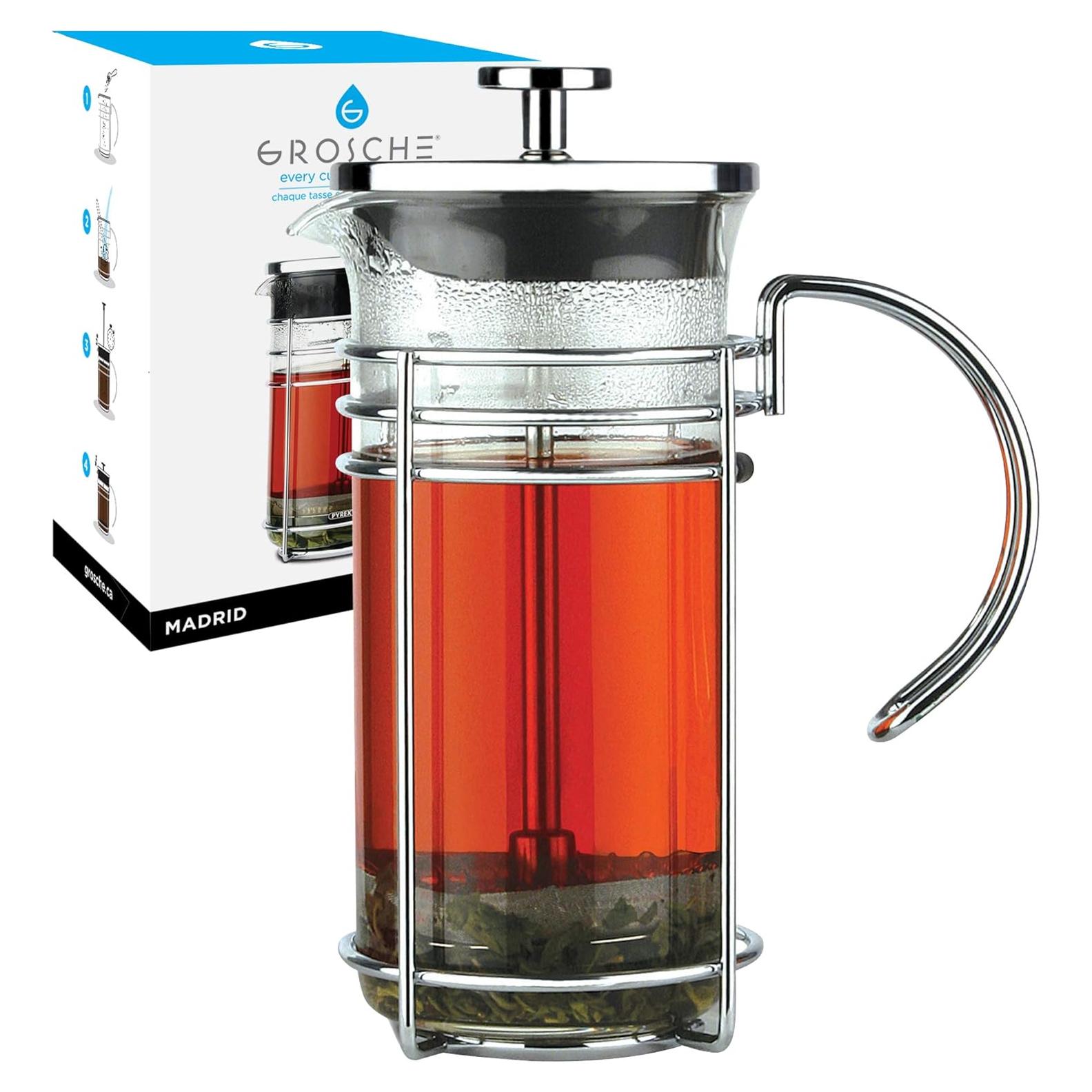 Prensa Francesa GROSCHE Madrid 0.35L Vidrio Borosilicato Doble Filtro