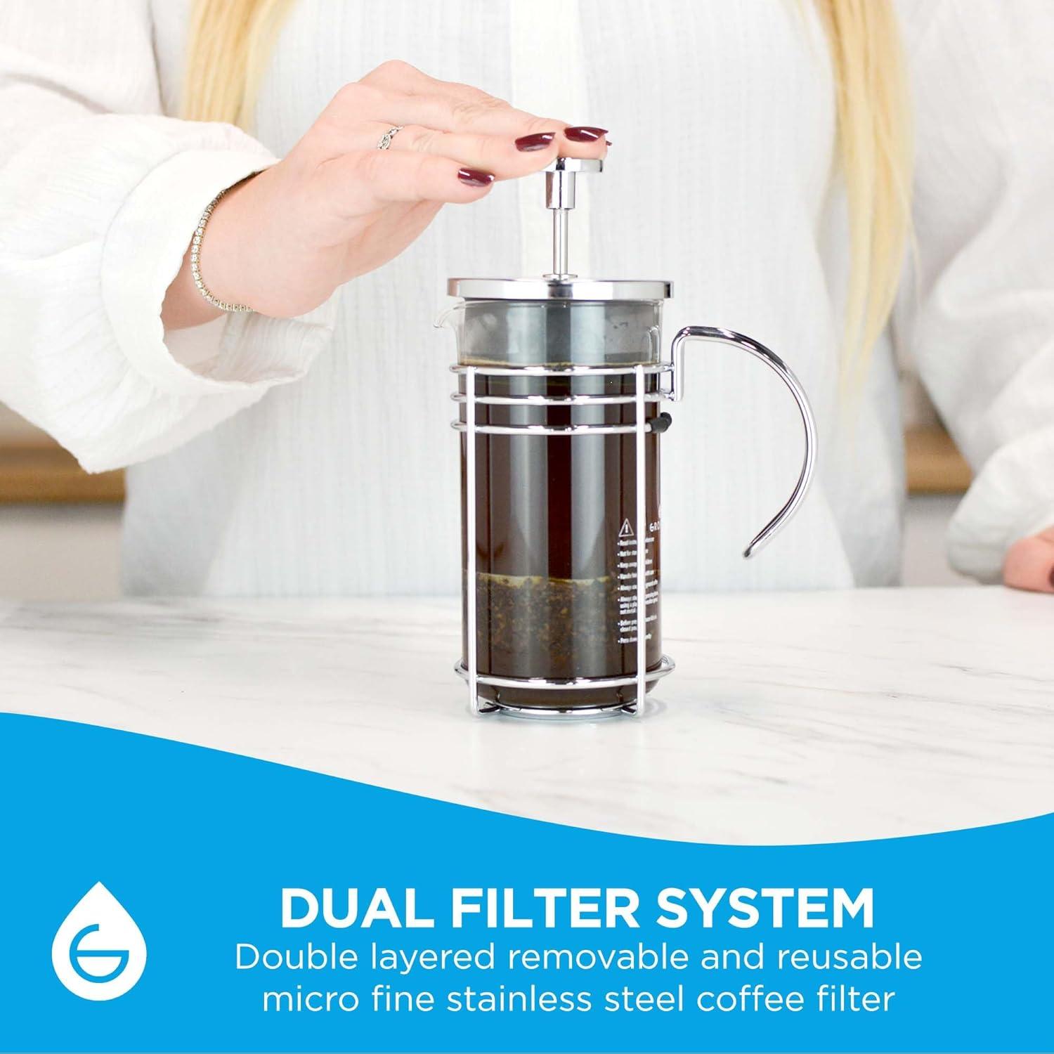 Prensa Francesa GROSCHE Madrid 0.35L Vidrio Borosilicato Doble Filtro