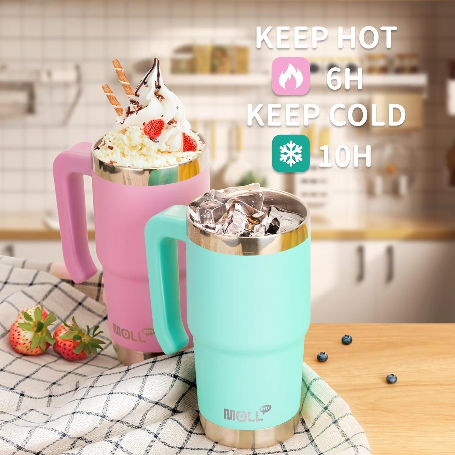 Vaso Reutilizable Mollcity 16 oz Acero Inoxidable Verde Manzana